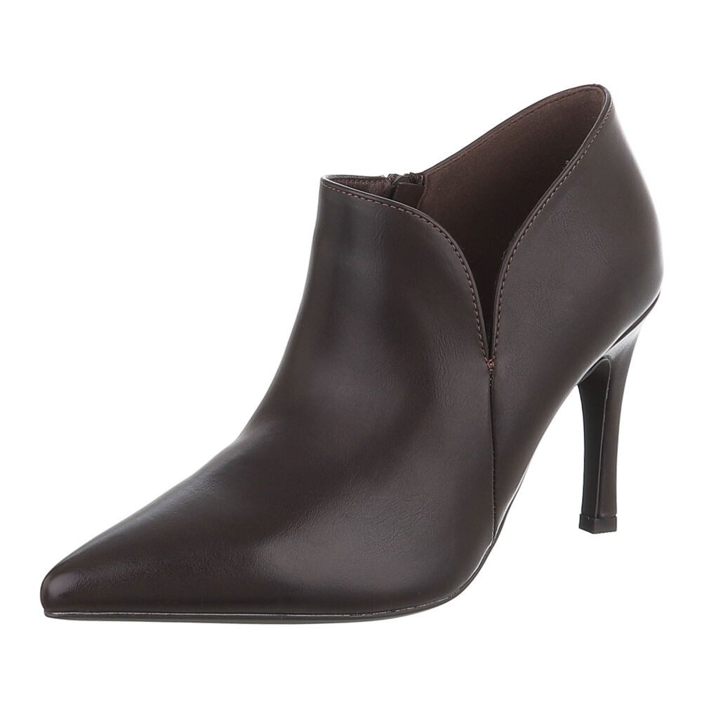 Ital-Design Damen Stiefelette Spitze High Heel elegant High-Heel-Stiefelette (92269148) Pfennig-/Stilettoabsatz Stiefeletten in Braun