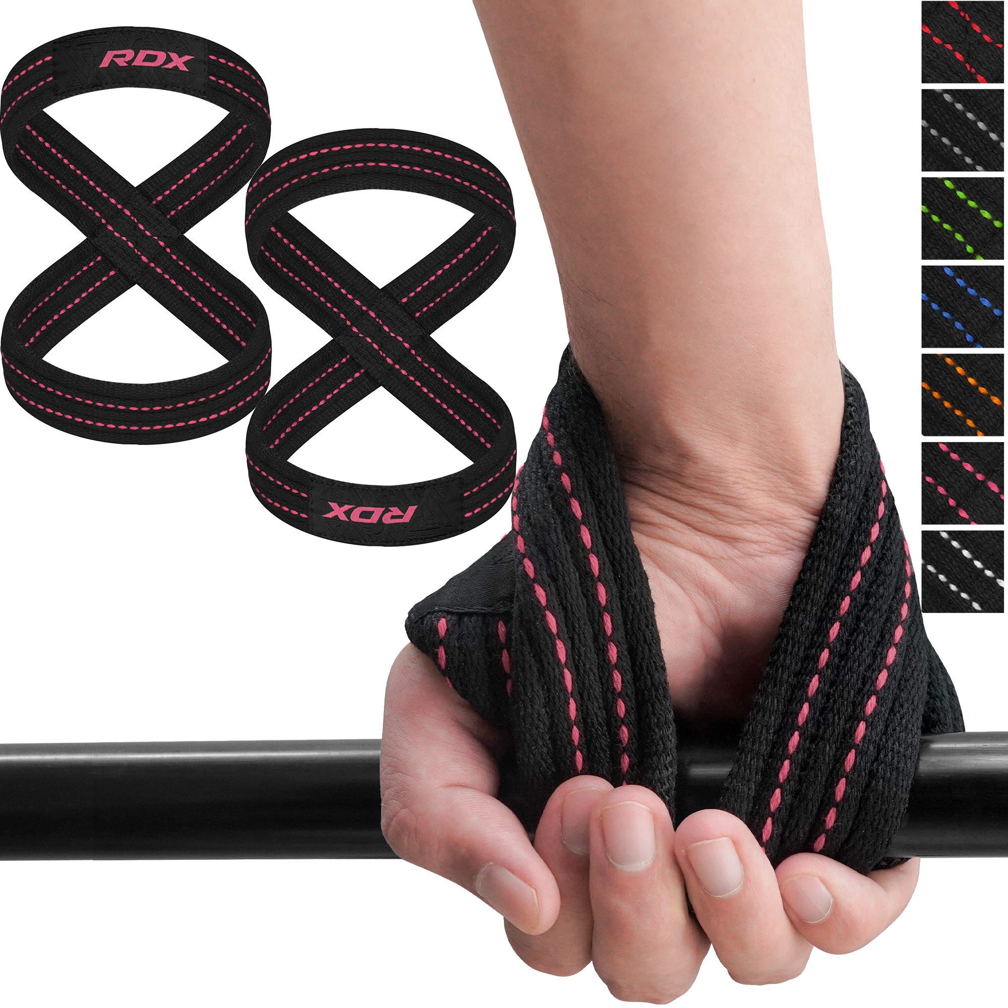 RDX Trainingsband RDX Weight Lifting Wrist Straps für Männer, Powerlifting Bodybuilding PINK | Fitnessbänder