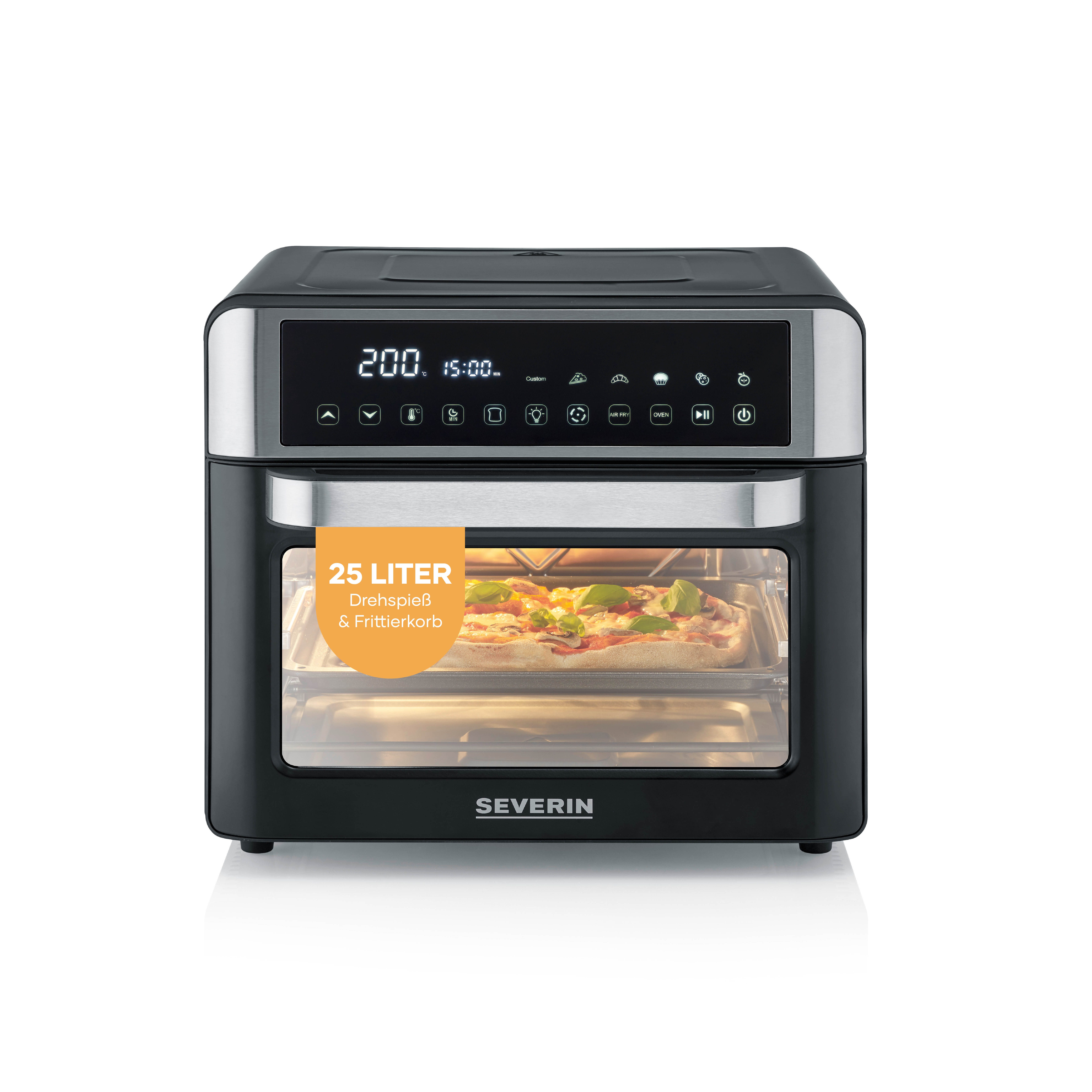 Severin Minibackofen TO 9579, 2-in-1 Backofen & Air Fryer, 25 l Garraum, 12 Automatikprogramme, kein