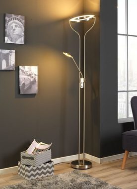 casa NOVA LED Deckenfluter SEATTLE, 2-flammig, H 180 cm, Nickelfarben, Dimmfunktion, Lesearm, LED fest integriert, Warmweiß, Metall