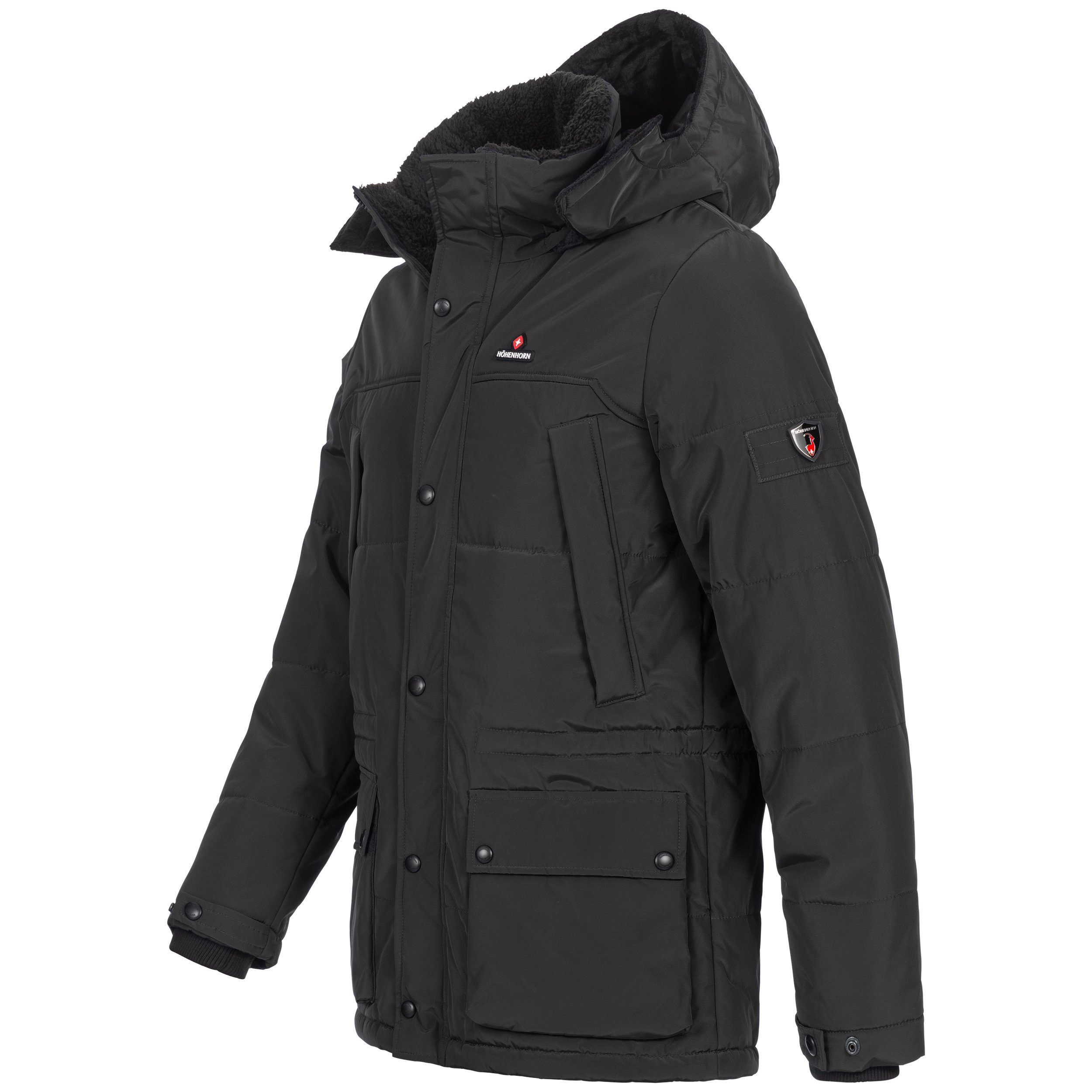 Höhenhorn Parka Steppjacke Herren Gefüttert Winterjacke Schwarz Mangard Winter Jacke Winterjacke