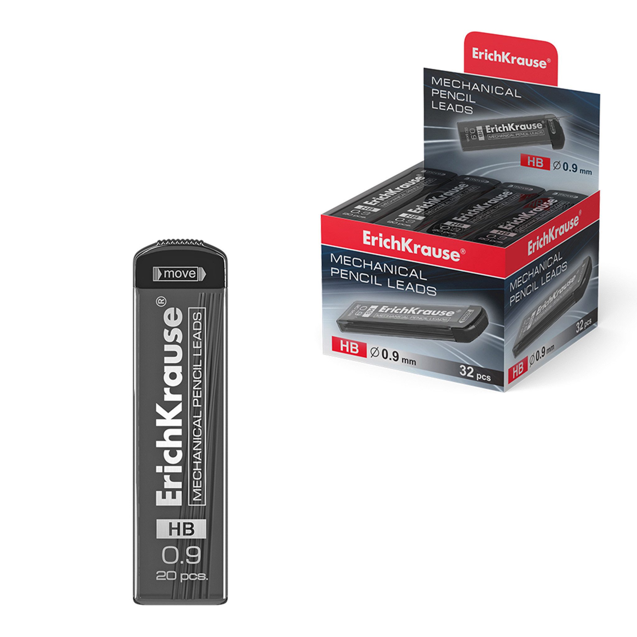 Erich Krause Druckbleistift, Druckbleistiftminen 0,9 mm HB 32 Packungen je 20 Stück
