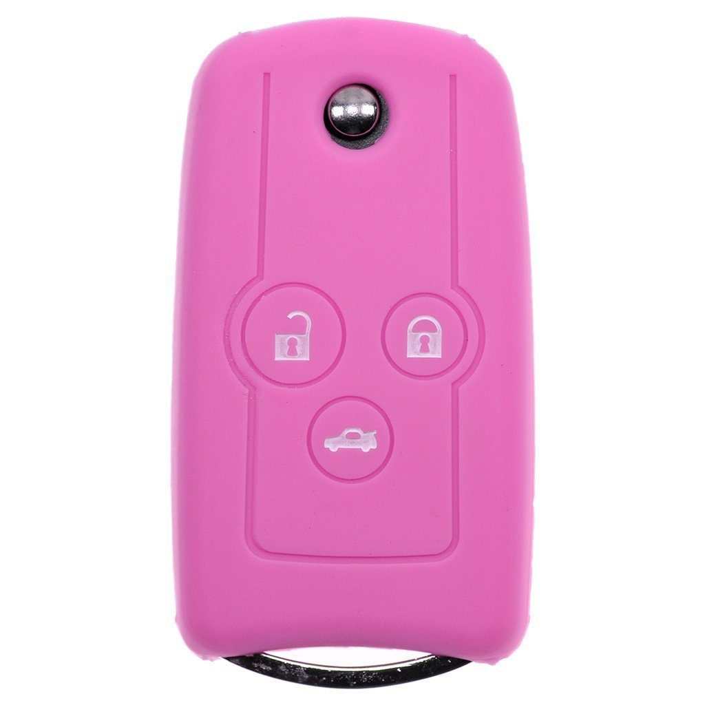 mt-key Schlüsseltasche Autoschlüssel Softcase Silikon Schutzhülle Rosa, für Honda Accord Jazz Civic CR-V 3 Tasten Klappschlüssel