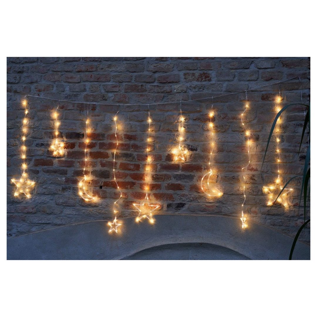 Gartenpirat LED-Lichtervorhang Weihnachtsmotive Lichterkette LED-Beleuchtung warmweiß Fensterdeko