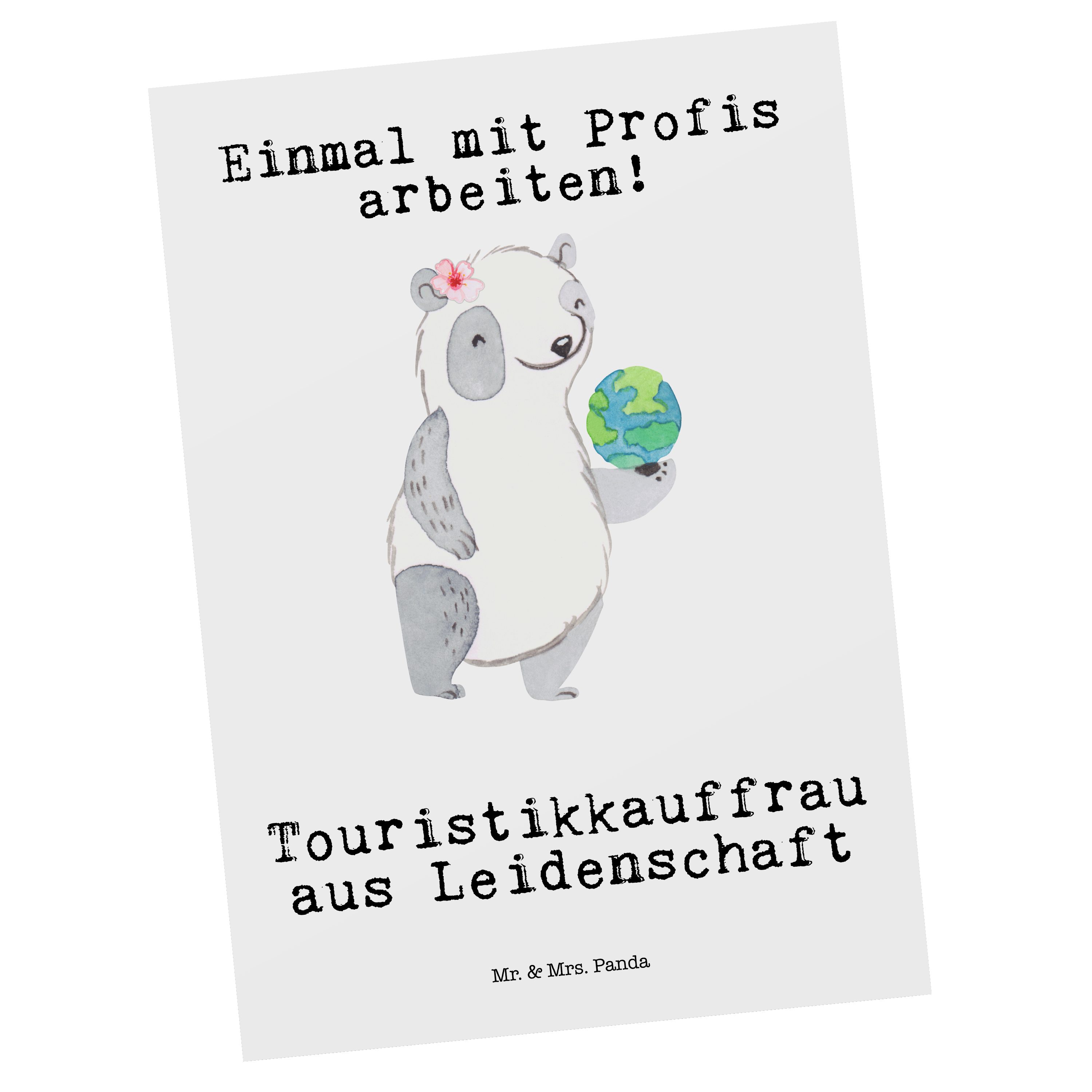 Mr. & Mrs. Panda Postkarte Touristikkauffrau aus Leidenschaft - Weiß - Geschenk, Geburtstagskart