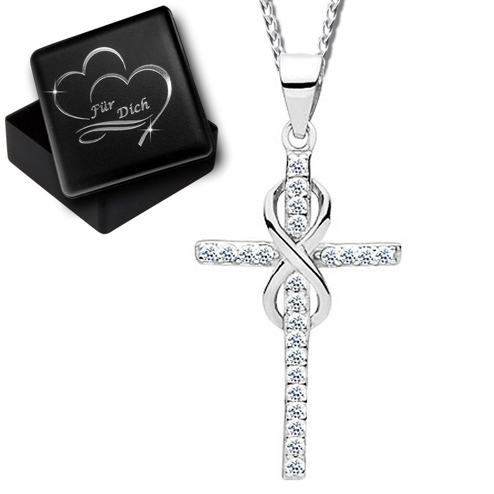 Limana Kreuzkette echt 925 Symbol Sterling Silber Kreuz mit Zeichen unendliche Unendlichkeit Kette Liebe Anhänger