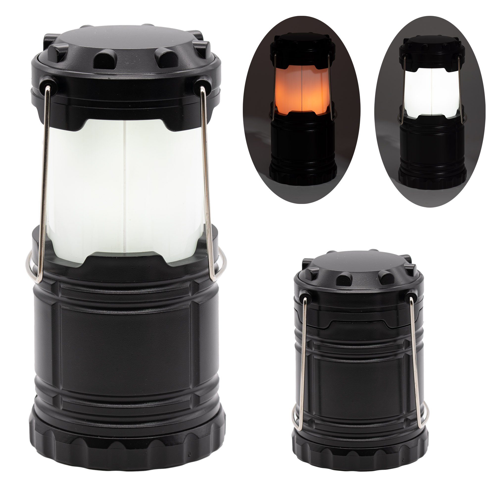 Leuchte Flammen, Batterie, Campinglampe Laterne, Zelt Garten, Lampe Taschenlampe LED BENSON Effekt 2in1