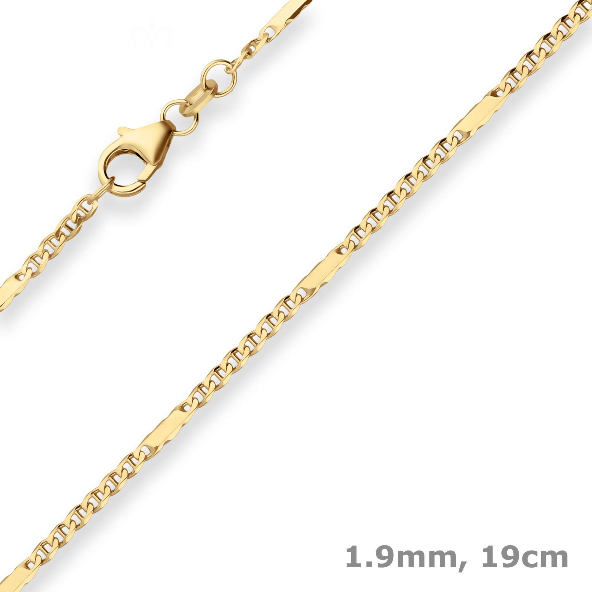 Goldarmband 1,9mm Armband Panzerstegkette aus 333 Gelbgold 19cm