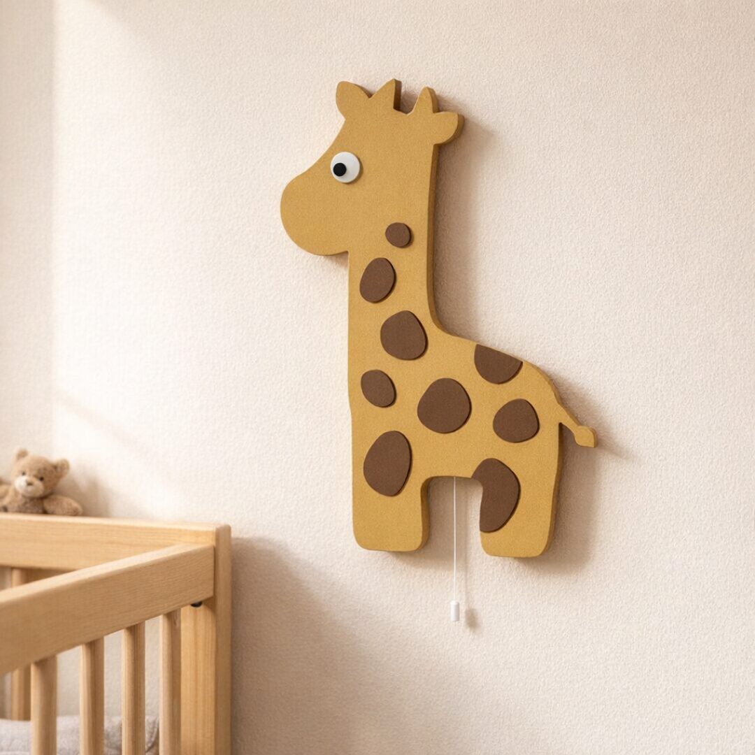COZYCOLLECTIONS LED Wandleuchte LED-Wandleuchte in Giraffenform aus Holz, LED, Warmweiß, Montessori: sanftes Licht für ruhige Abendrituale