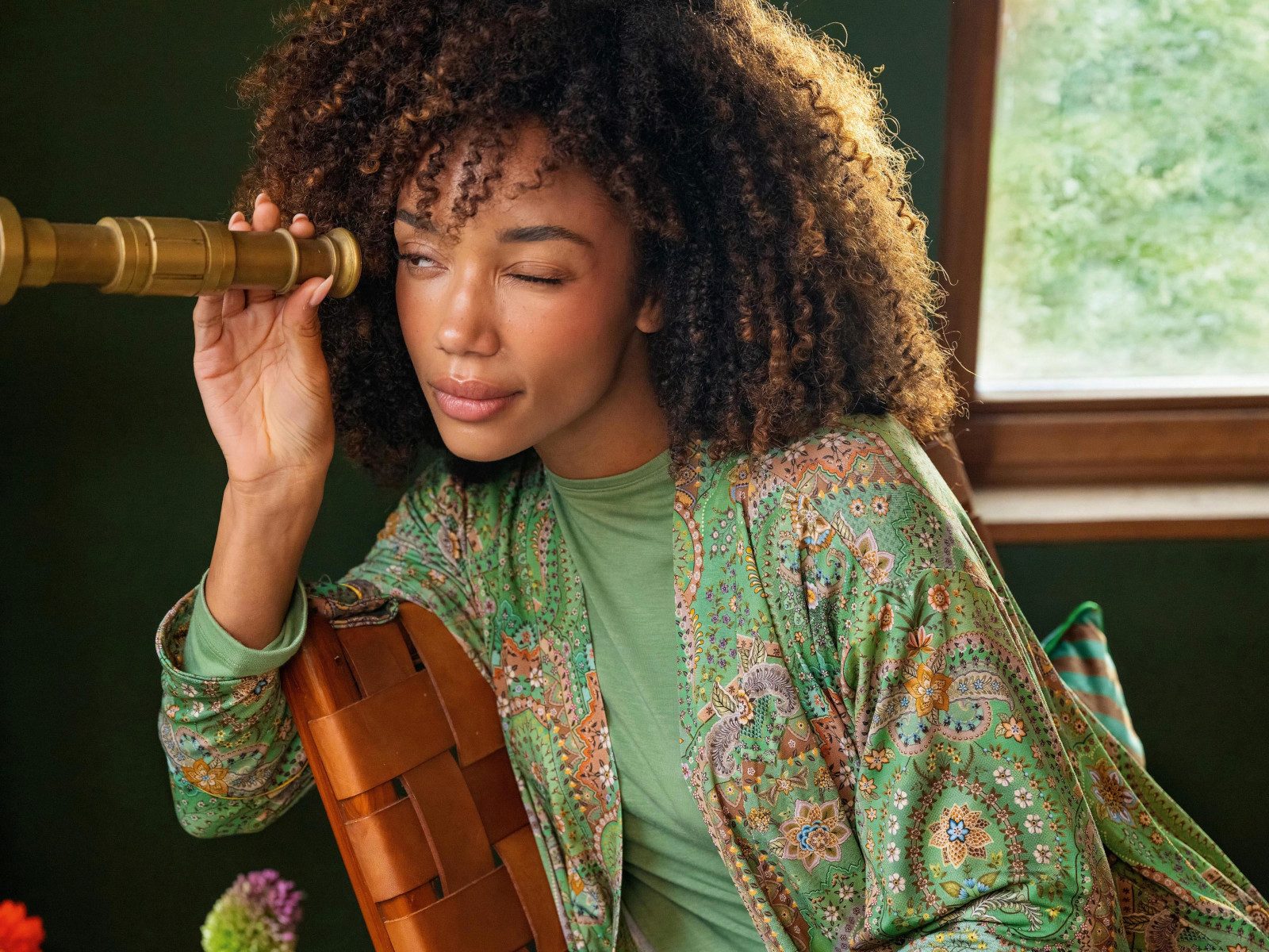 PiP Studio Bademantel Noa Kimono Jabali Green M, Viskose / Elasthan