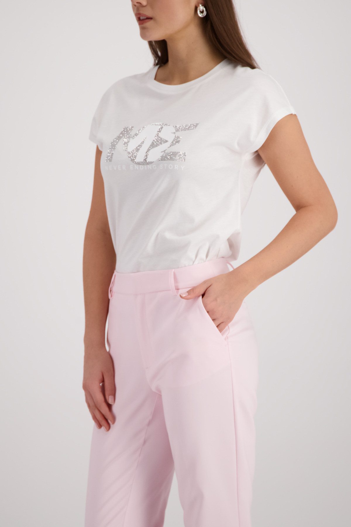 Monari T-Shirt Shirt Basic Schmuck Regular fit mit Strasssteinen