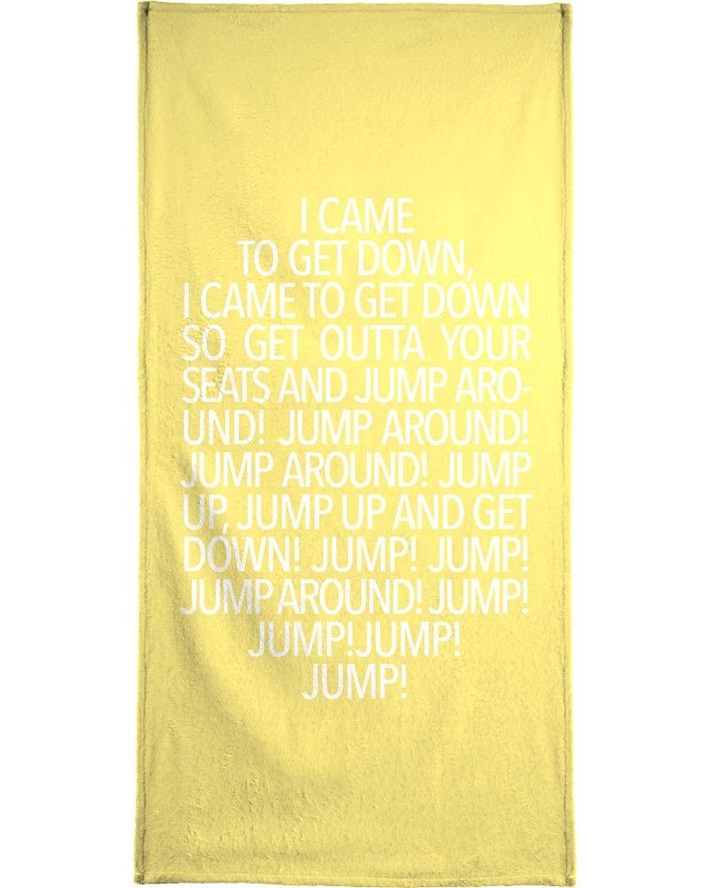 Juniqe Strandtuch Jump Yellow - (1-St), Frottee-Veloursqualität Einseitig in Bedruckte Oberseite Strandtuch bedrucktes, weicher Frottee-Veloursqualität