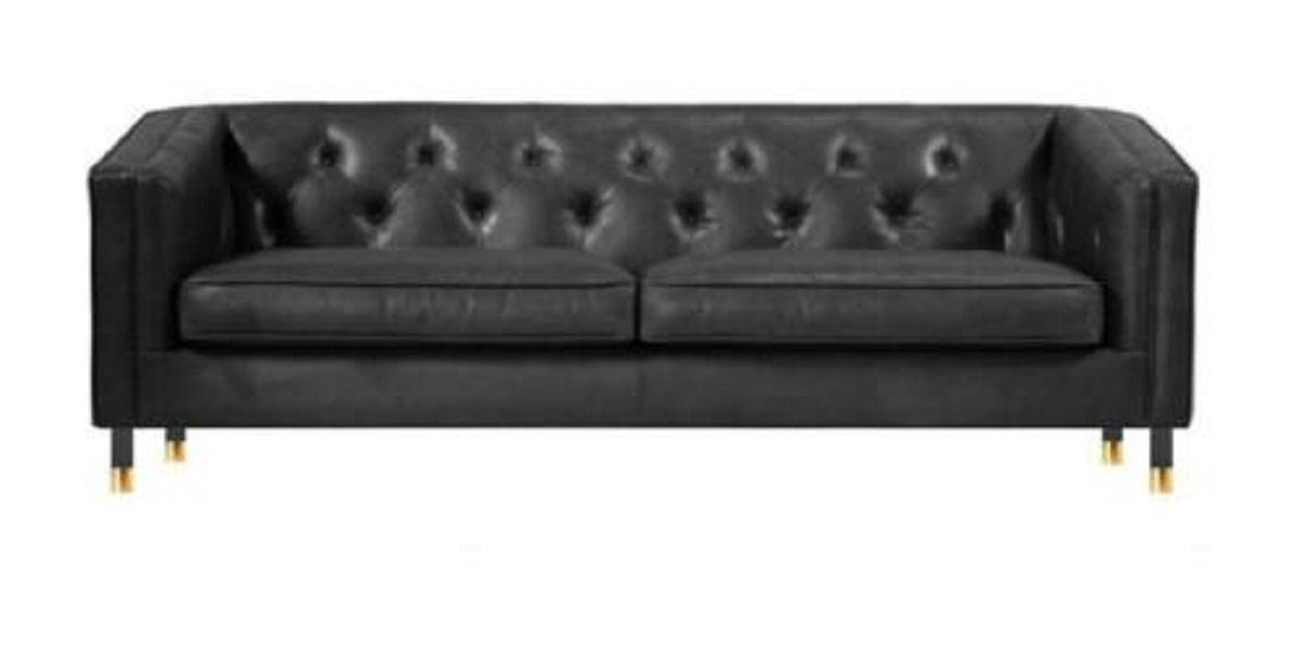 Sparpreis JVmoebel Sofa Europe in Leder Schwarz Sofa, Design Chesterfield Made Dreisitzer Modern