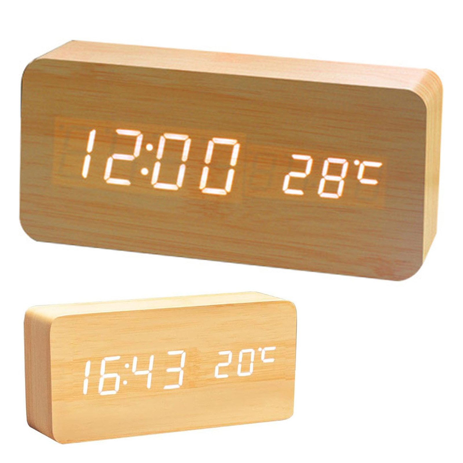 REDOM Wecker Holzwecker LED Digitaluhr Schlafzimmeruhr Tischwecker mit Groß günstig online kaufen