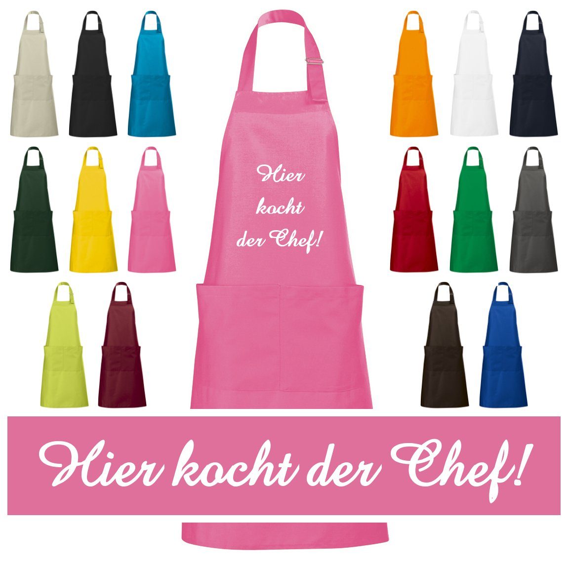 Schnoschi Kochschürze Hochwertige Küchenschürze mit Hier kocht der Chef! bestickt, Stickerei mit Hier kocht der Chef!