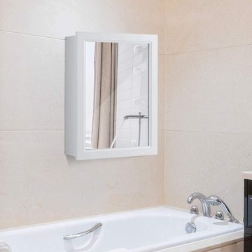 KOMFOTTEU Spiegelschrank Badschrank mit 2 Ablagen, aus Holz