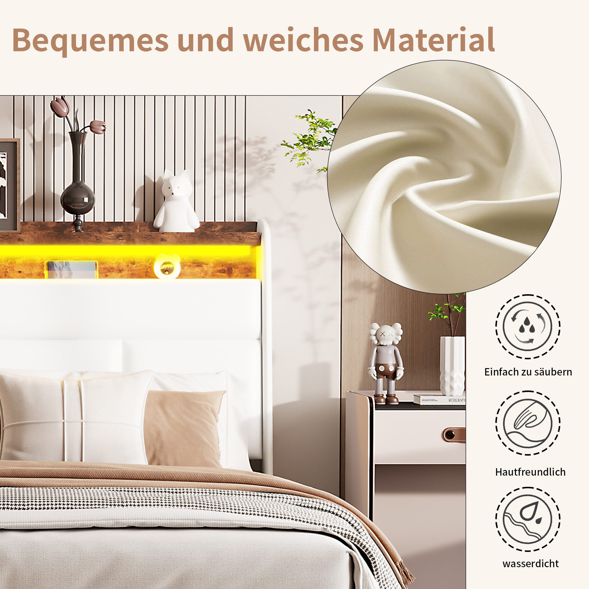 Furnishings Home Polsterbett LED Doppelbett Stauraumbett günstig online kaufen