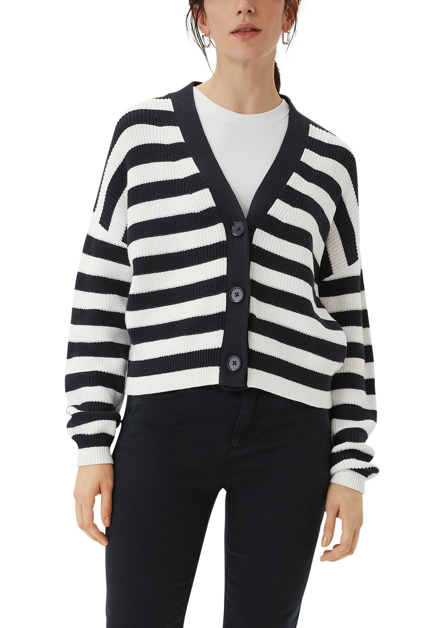 comma Strickjacke mit Drop-Shoulder-Design günstig online kaufen