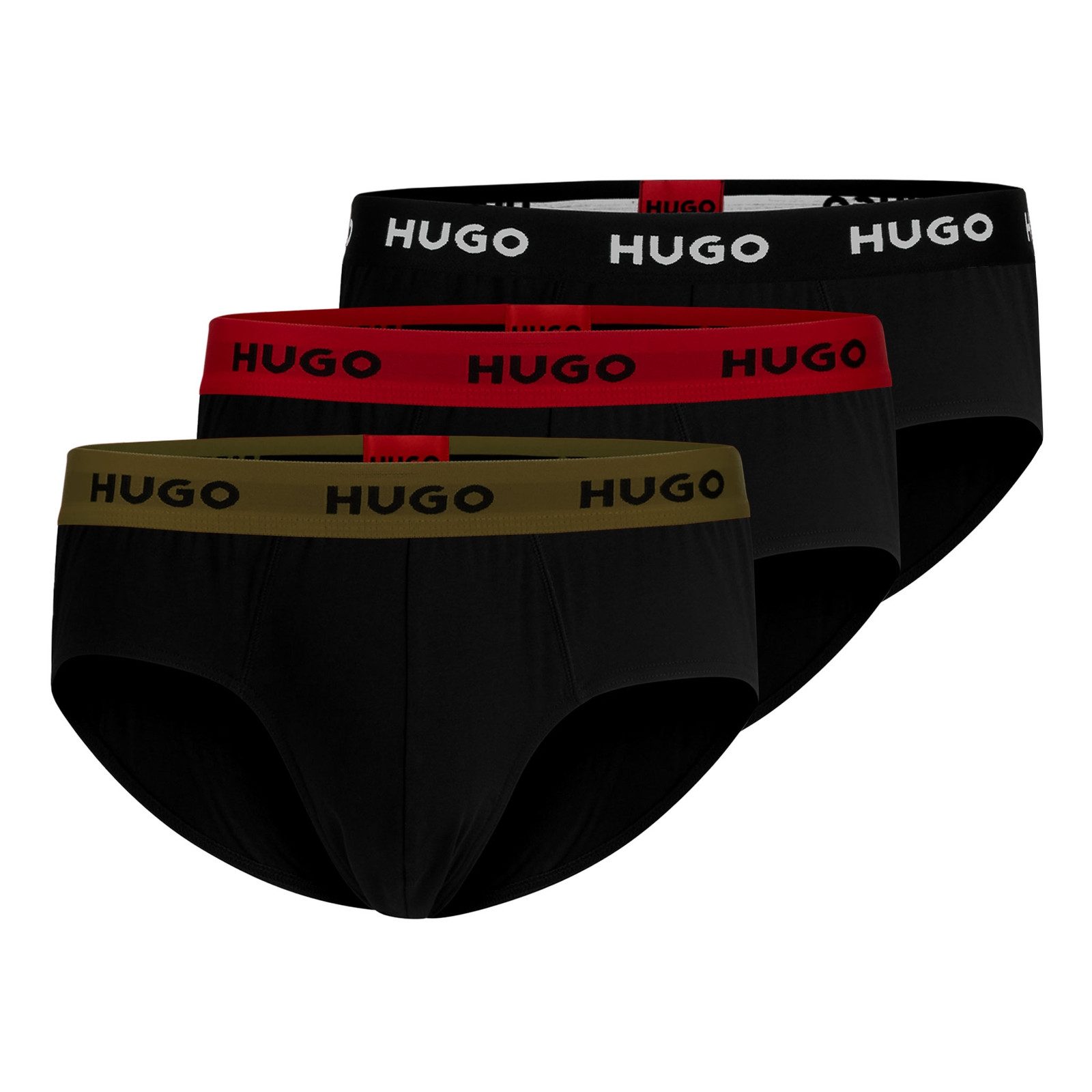 HUGO Slip Hipbrief Tripletpack (3-St., 3 Stück) mit umlaufendem Markenschriftzug am Bund
