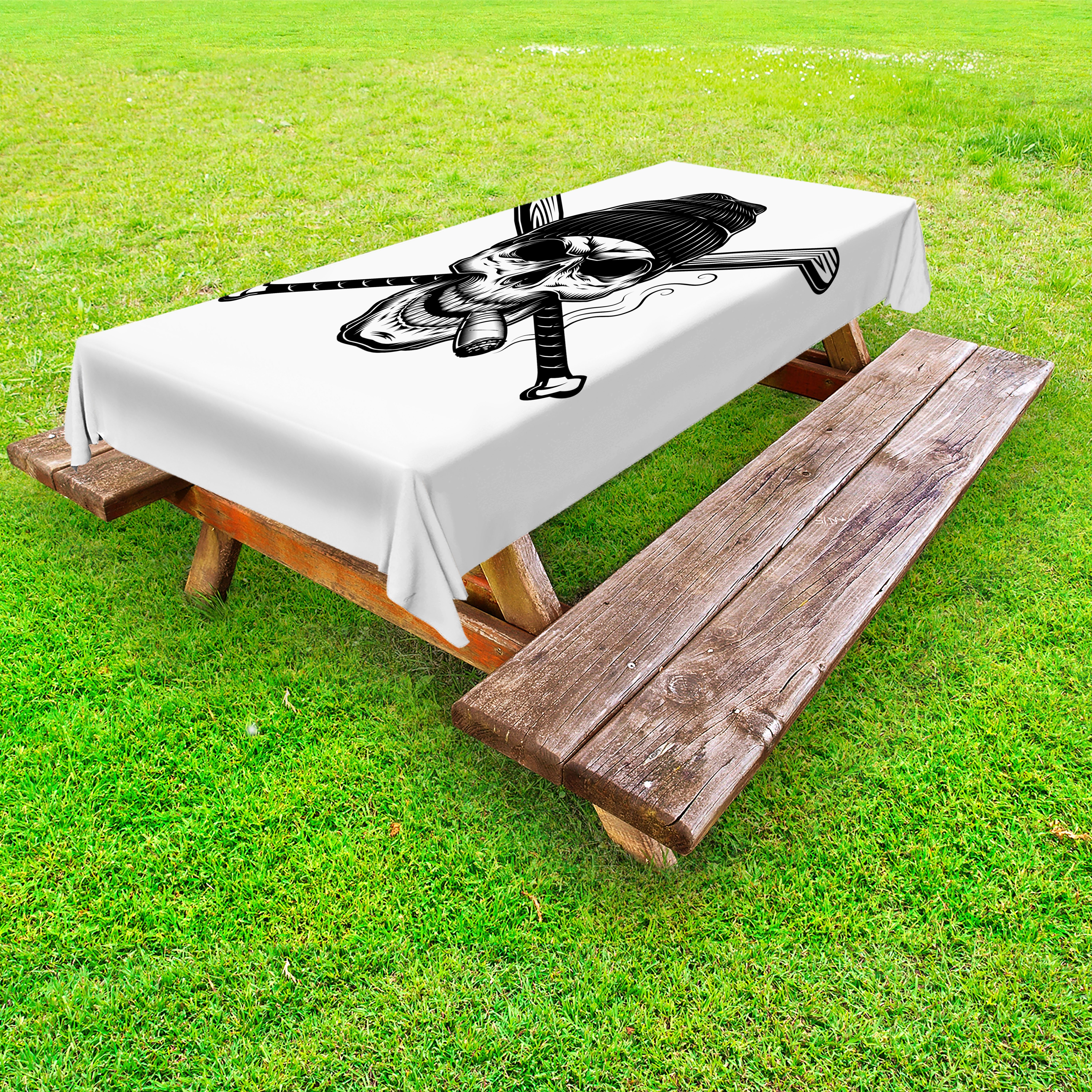 Abakuhaus Tischdecke dekorative waschbare Picknick-Tischdecke, Schädel-Rauchen Skeleton Kopf Beanie | Tischdecken