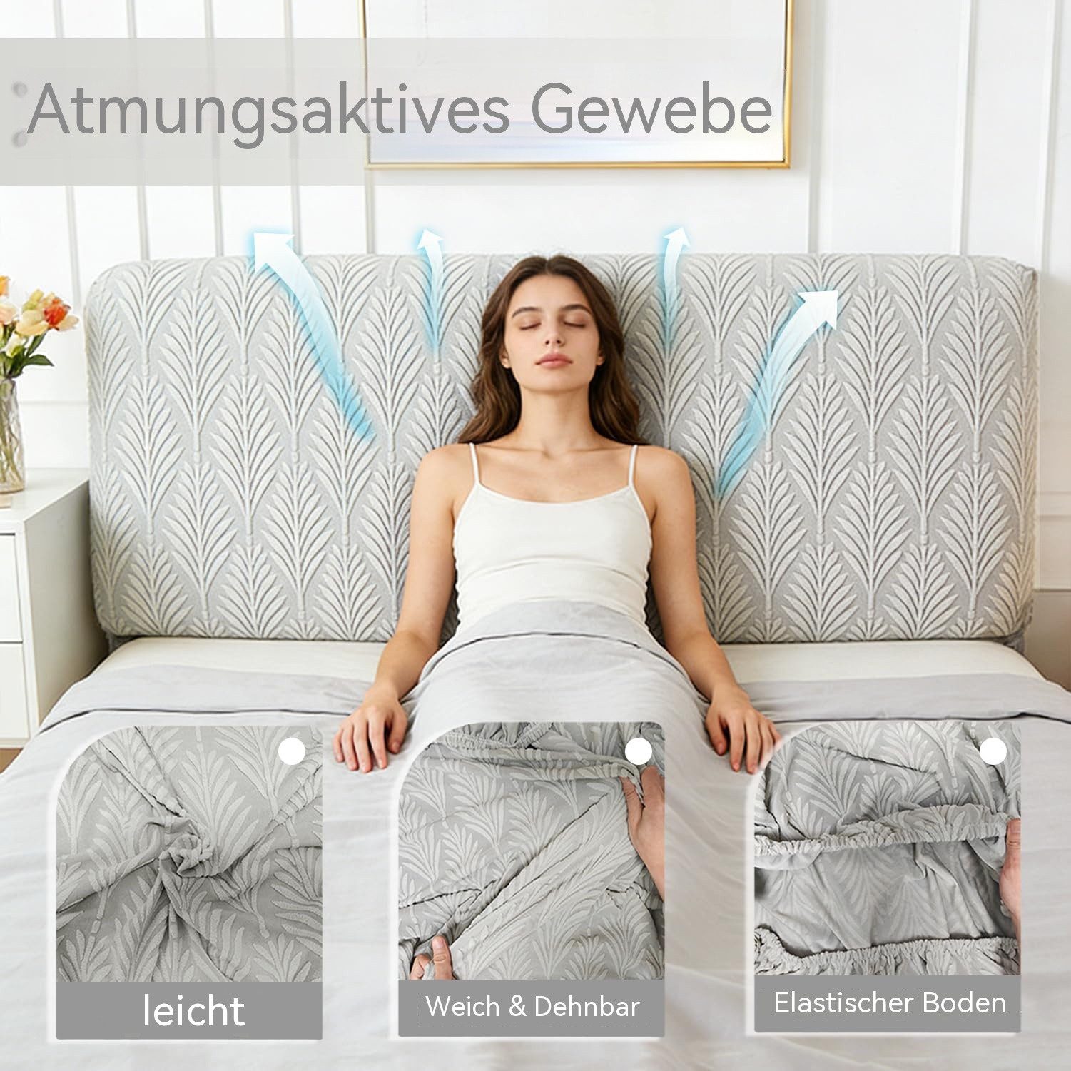 Zyronn Betthusse Dehnbare Bett Kopfteil Bezug,Staubdichte Kopfteilbezug, Der abnehmbare und waschbare Kopfteilbezug schützt die – Bild 5 von 5