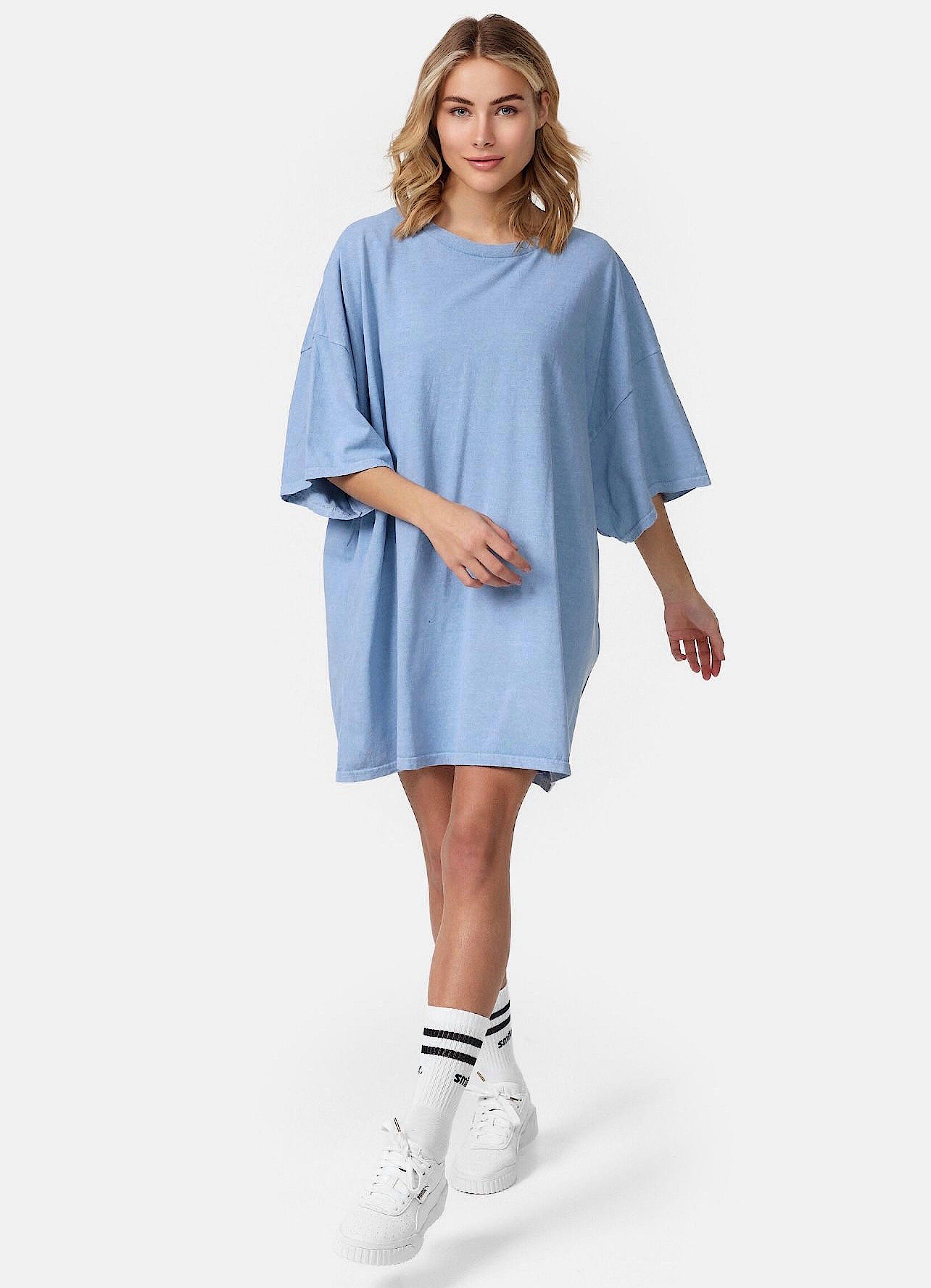 Oversized UNI Lounge lang Worldclassca Skyblau Worldclassca Sommer T-Shirt T-Shirt Oberteil Tee