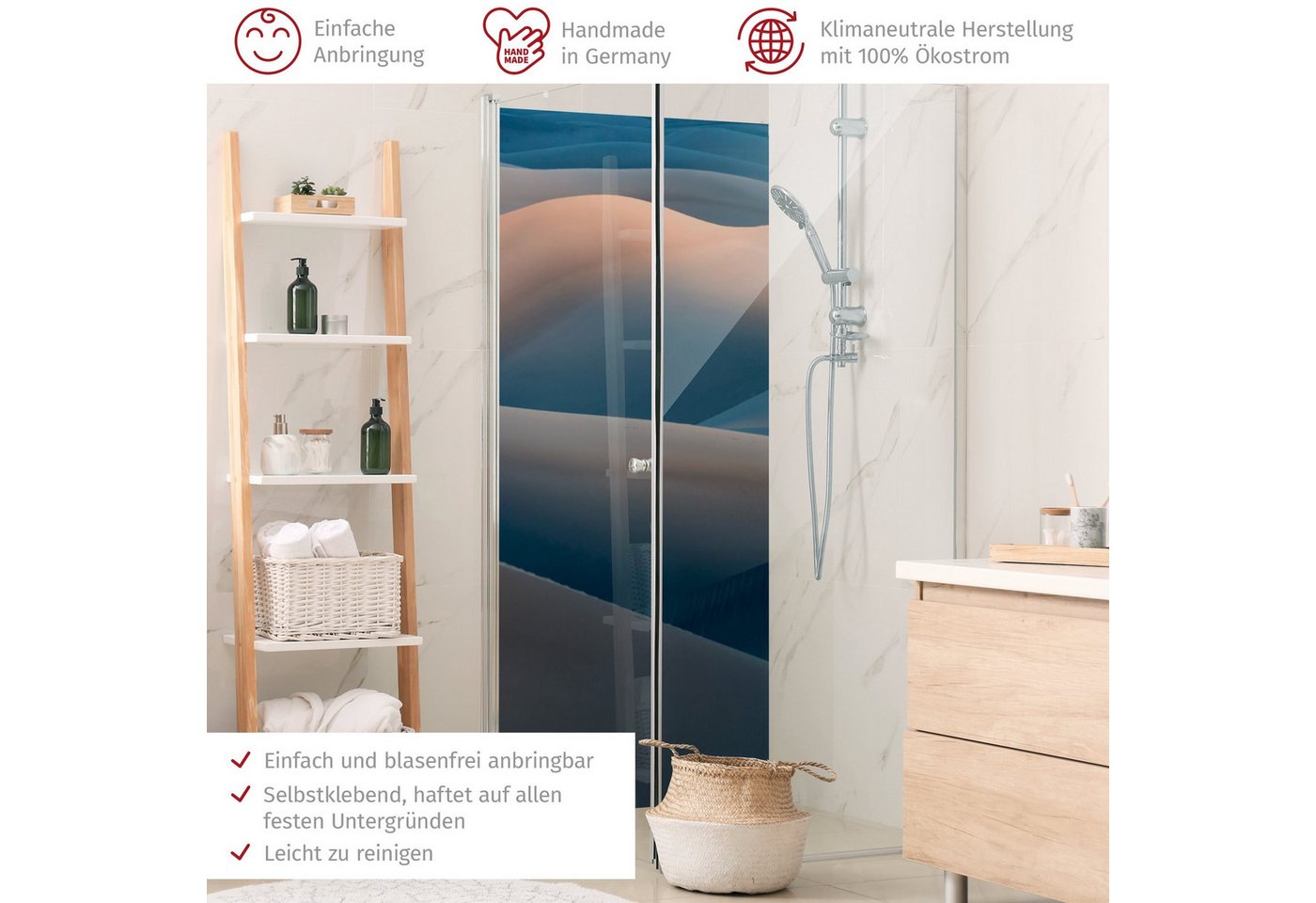 Thumbnail - Bilderdepot24 Badrückwand Natur blau Duschrückwand ohne Bohren Dusche, (1-tlg., Hart-Folie Premium matt 0,61 mm), fugenl...
