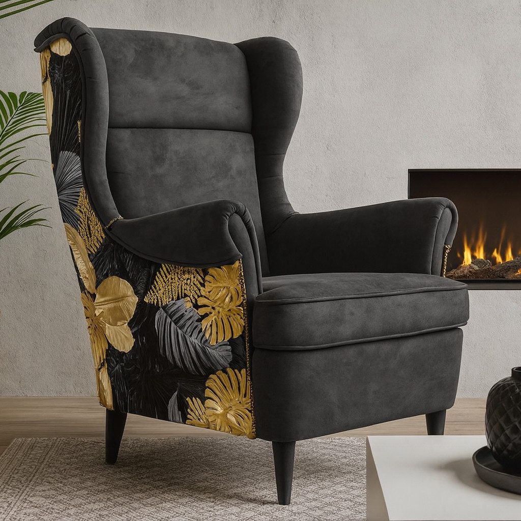 Beautysofa Ohrensessel Havana im skandinavischen Stil (hoher Rückenlehne & modernem Design), 4 trendige Farben zur Auswahl – Bild 4 von 5