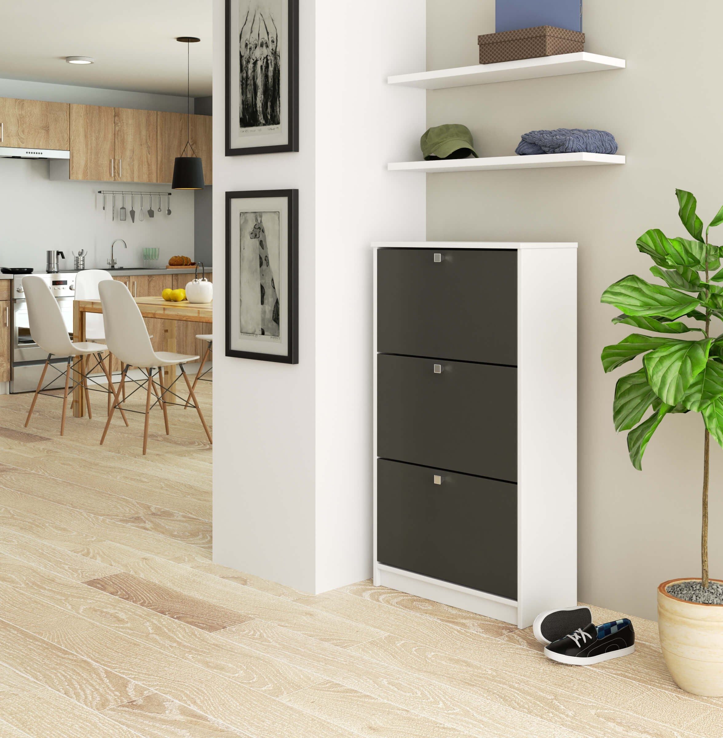 Raumhirsch Furniture Schuhschrank für 18 Paar Schuhe - Praktische Klapptüren - Flurschrank Praktischer Schuhschrank für bis zu 18 Paar Schuhe, modern und elegant