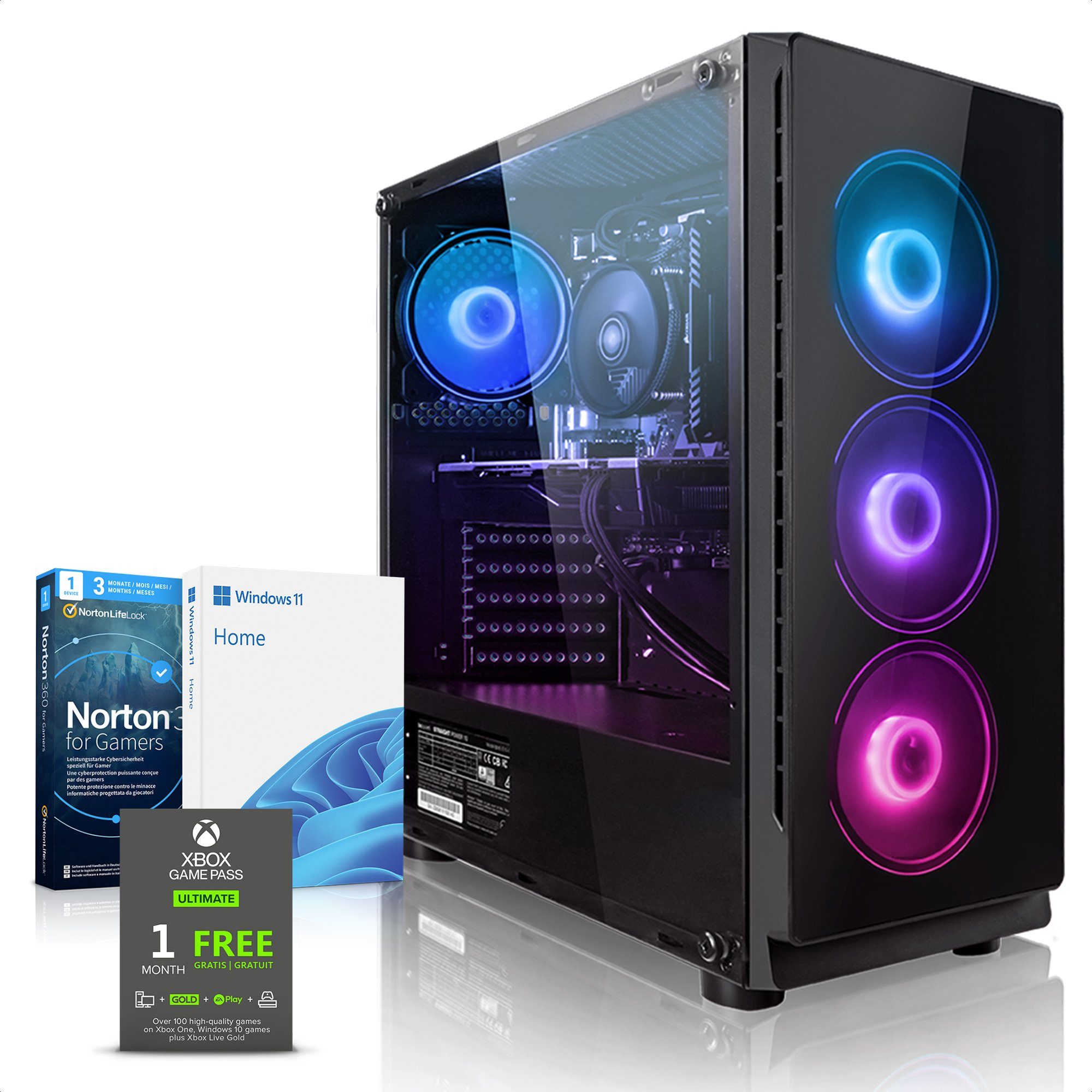 Megaport Gaming-PC (AMD Ryzen 5 5500, GeForc GTX 1650 4GB, 16 GB RAM, 500 GB SSD, Luftkühlung, Windows 11, WLAN)