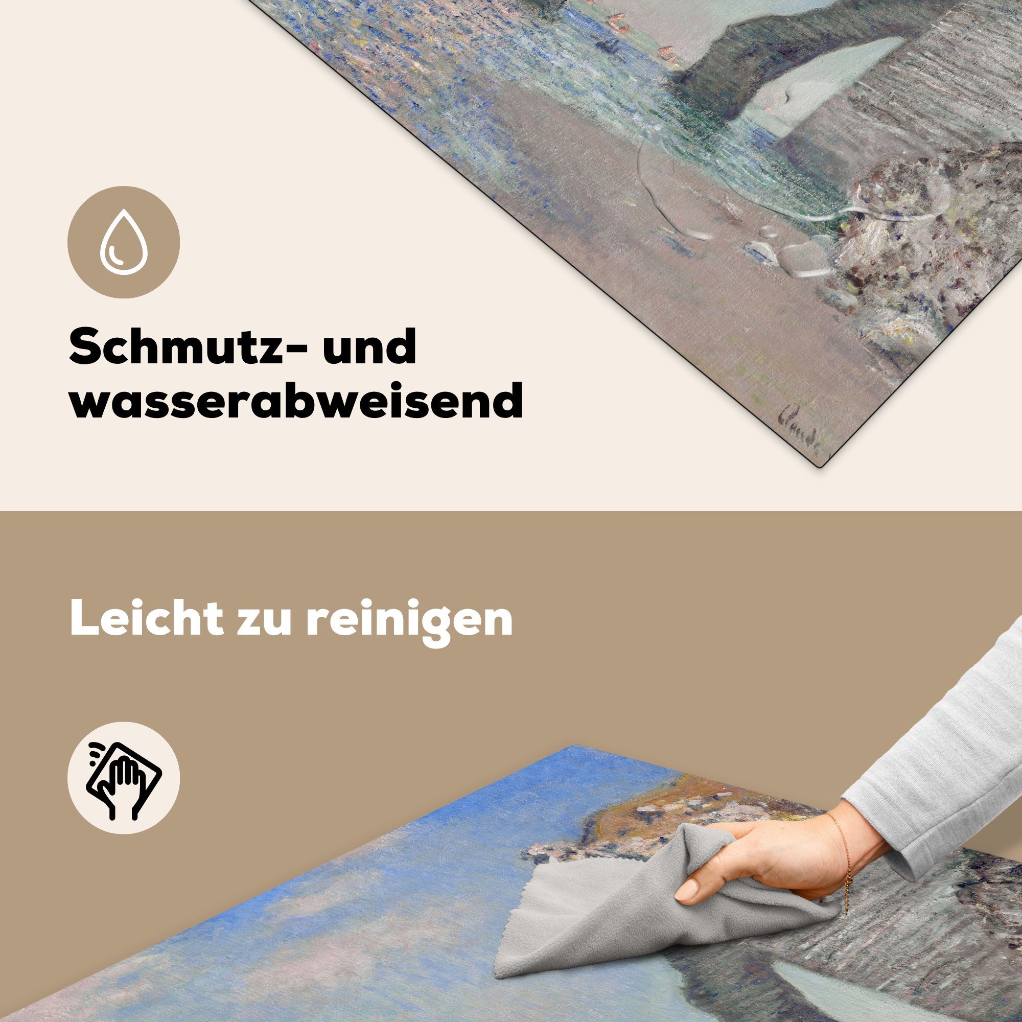 Herdblende-/Abdeckplatte d'Aval tlg), Nadelfelsen (1 Arbeitsplatte Monet, für und Der MuchoWow - Vinyl, 78x78 Claude Ceranfeldabdeckung, küche die cm, Porte