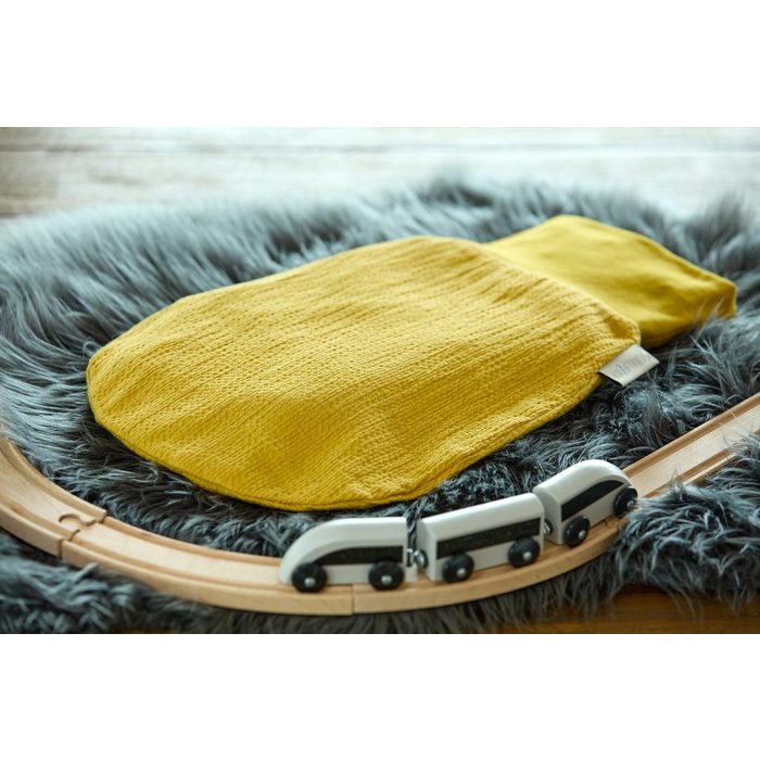 KraftKids Babyschlafsack Doppelkrepp Gelb Mustard Herbst/Winter-Variante 100% Baumwolle hochwärtiger Stoff Innen warmer Fleece