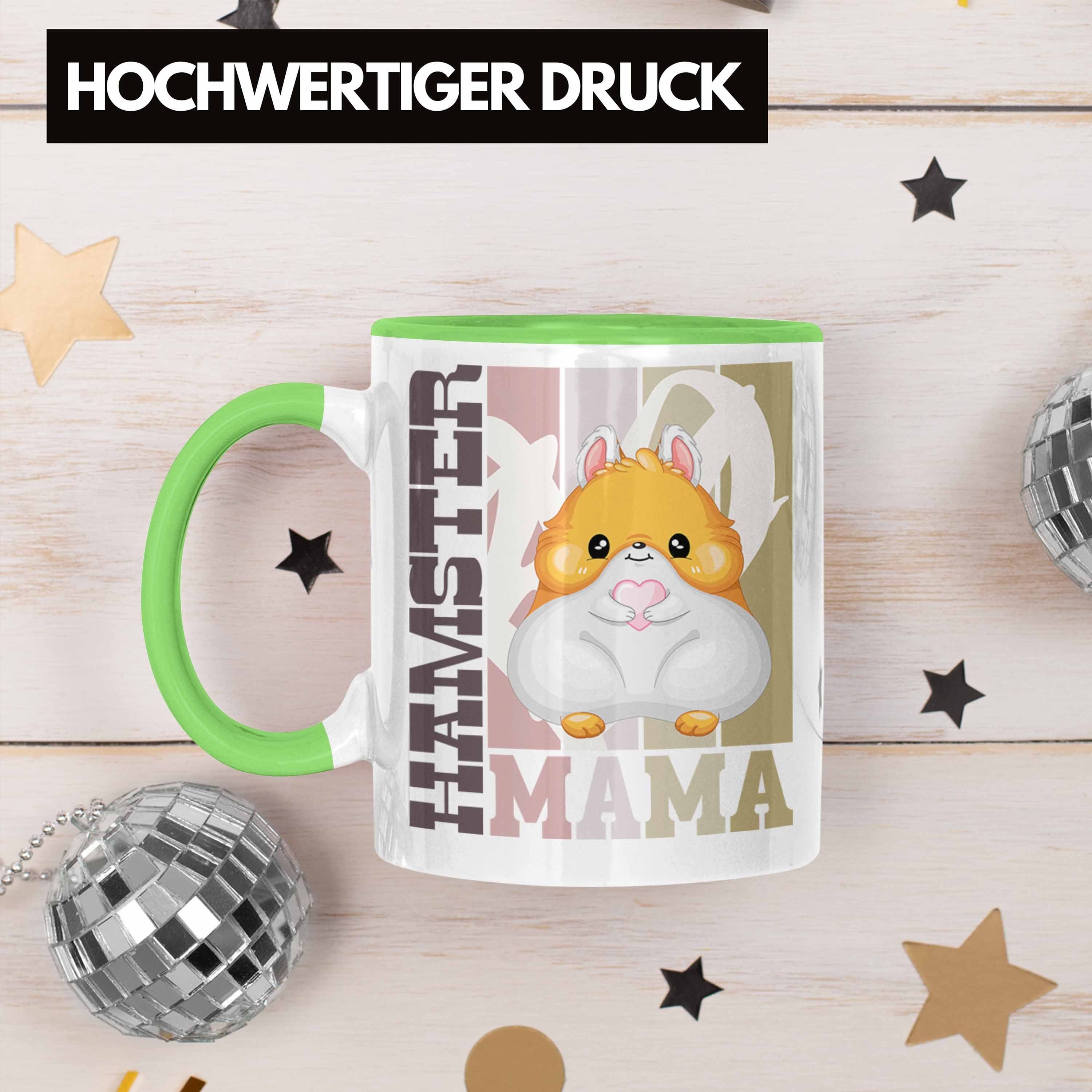 Trendation Tasse Trendation - Mama Tasse für Hamster Geschenk Spruch Grün Hamster Besitzerin