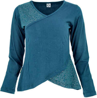 Guru-Shop Longsleeve Langarmshirt Boho-chic - blau alternative Bekleidung