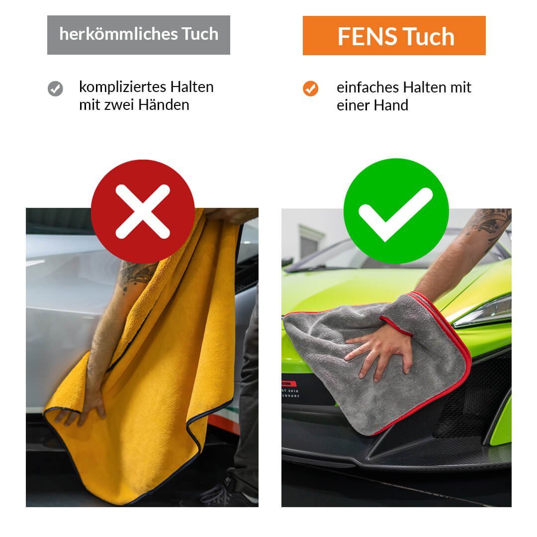 fens Two Cut Plush, Trocken- und Trocknung für Mikrofasertuch Reinigungstuch schonende Faser XL Auto, und (Plush, Reinigung, flauschige super Politur)