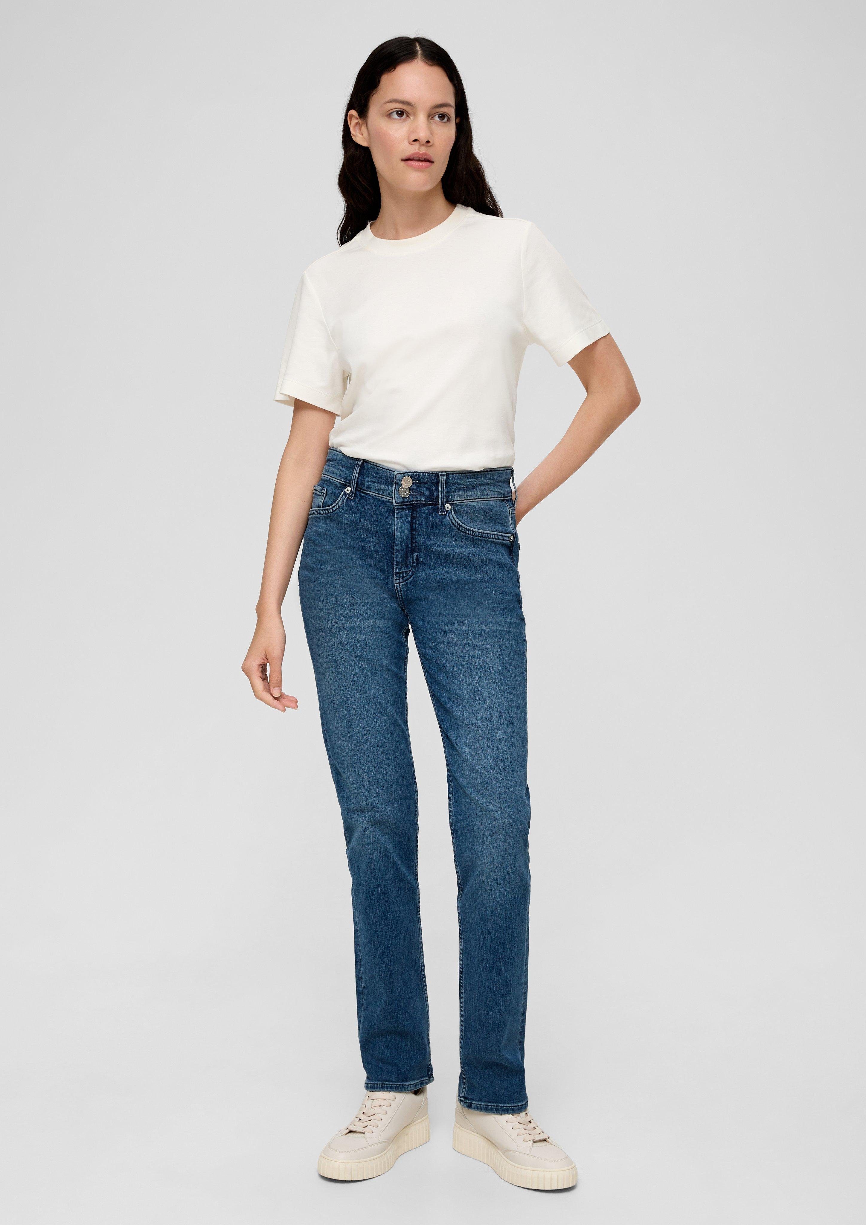 s.Oliver 5-Pocket-Jeans Jeans Karolin / Regular Fit / Mid Rise / Straight  Leg / Waschung Waschung, Label-Patch