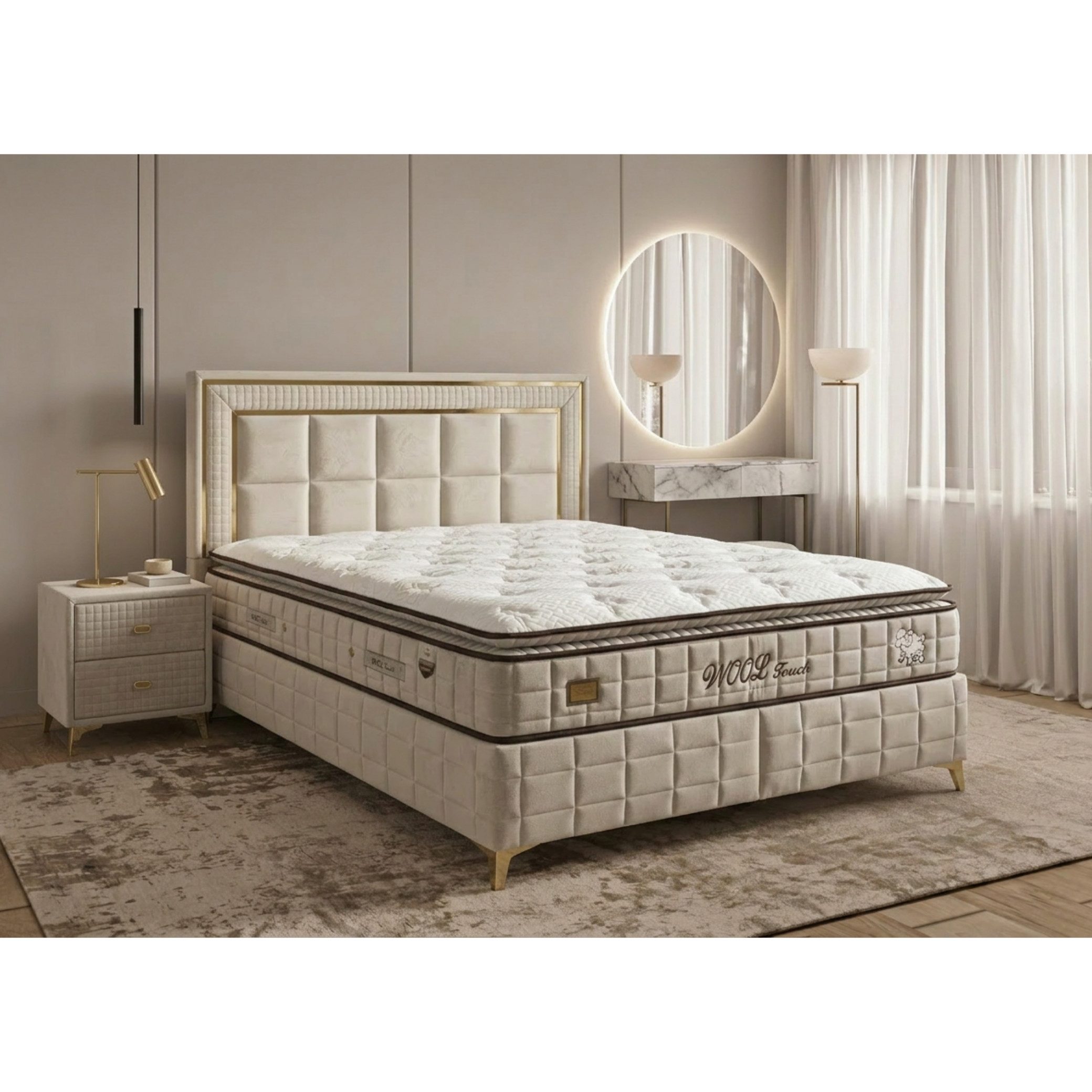 gowoll Boxspringbett Wooltouch Stauraumbett, Doppelbett inkl. Matratze mit Topper (Set, erhältlich in den Größen 140x200cm, 160x200cm und 180x200cm), inkl. zwei Bettkästen & 35 cm höhe Matratze und Topper