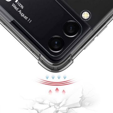 Wigento Handyhülle Für Samsung Galaxy Z Flip4 5G Ring / Stift Kunststoff Case Hülle Lila