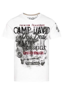 CAMP DAVID V-Shirt mit offenen Kanten