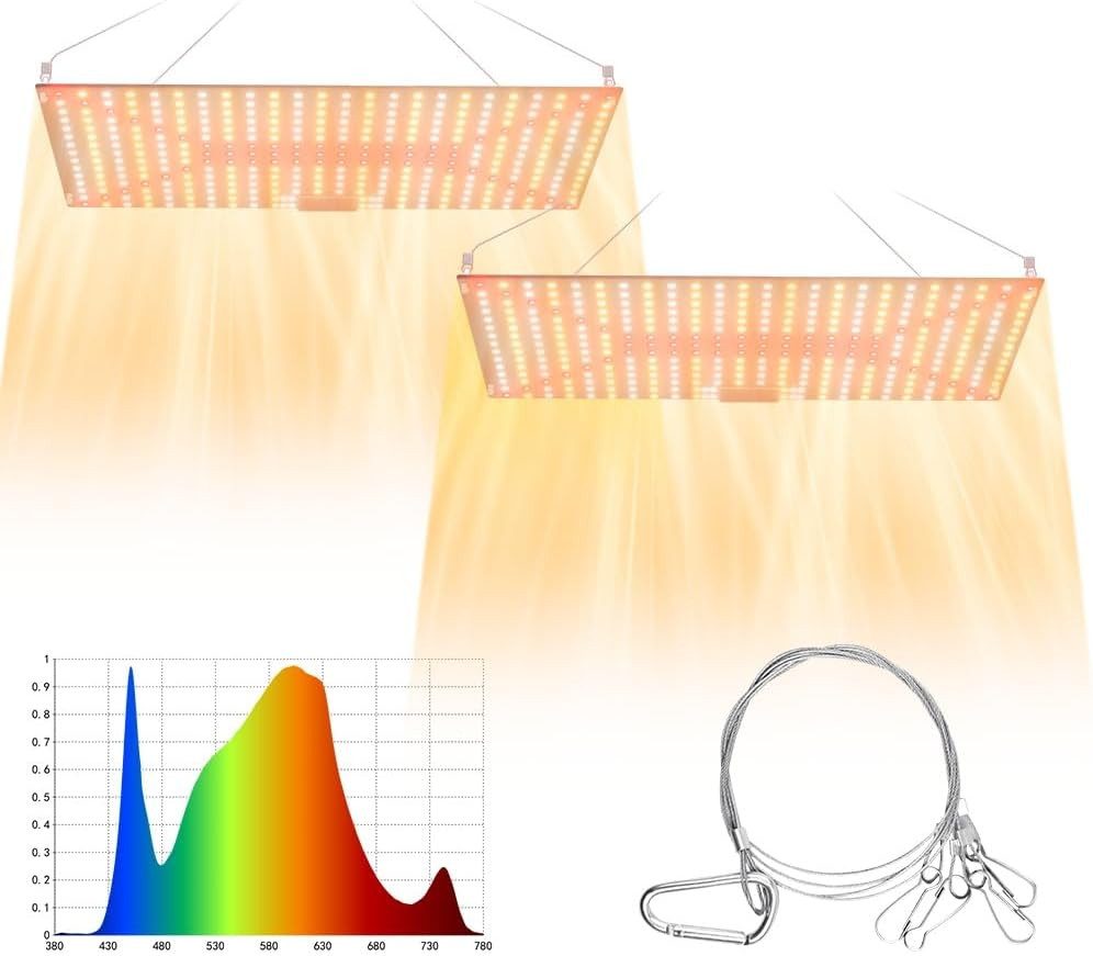 WENNI Vollspektrum LED Wachstumslampe LED Pflanzenlampe 150W Vollspektrum 2er Set für Indoor Pflanzen, UV, Vollspektrum, Rot, Kaltweiß, IR, Warmweiß, Vollspektrum, 360 LEDs, Aluminiumgehäuse, Aufhängung, 50000 Std.