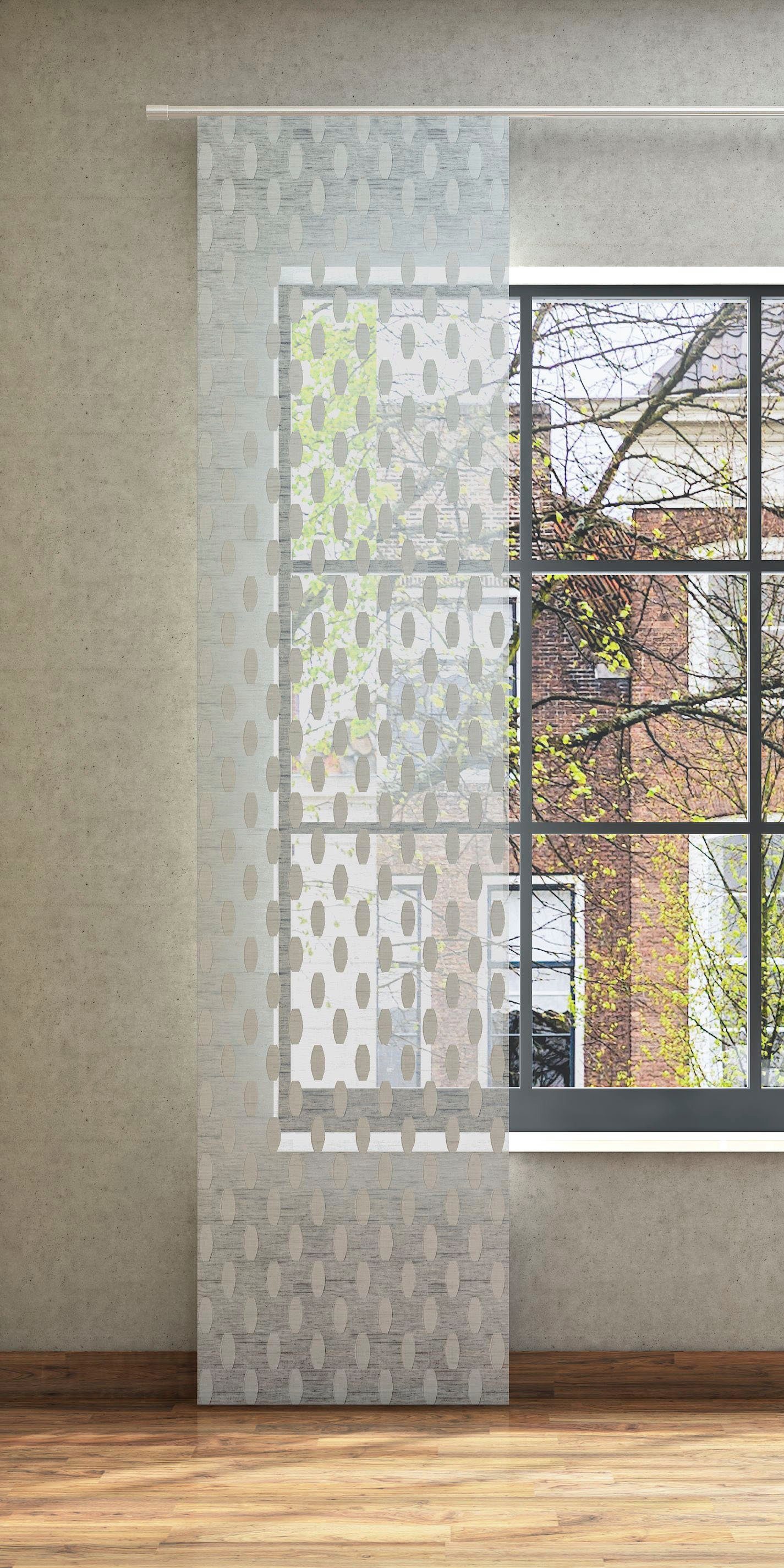 Vorhang Liv, Neutex for you!, Paneelwagen (1 St), halbtransparent, grafisches Motiv mit Scherlieffekten silberfarben/grau | Fertiggardinen