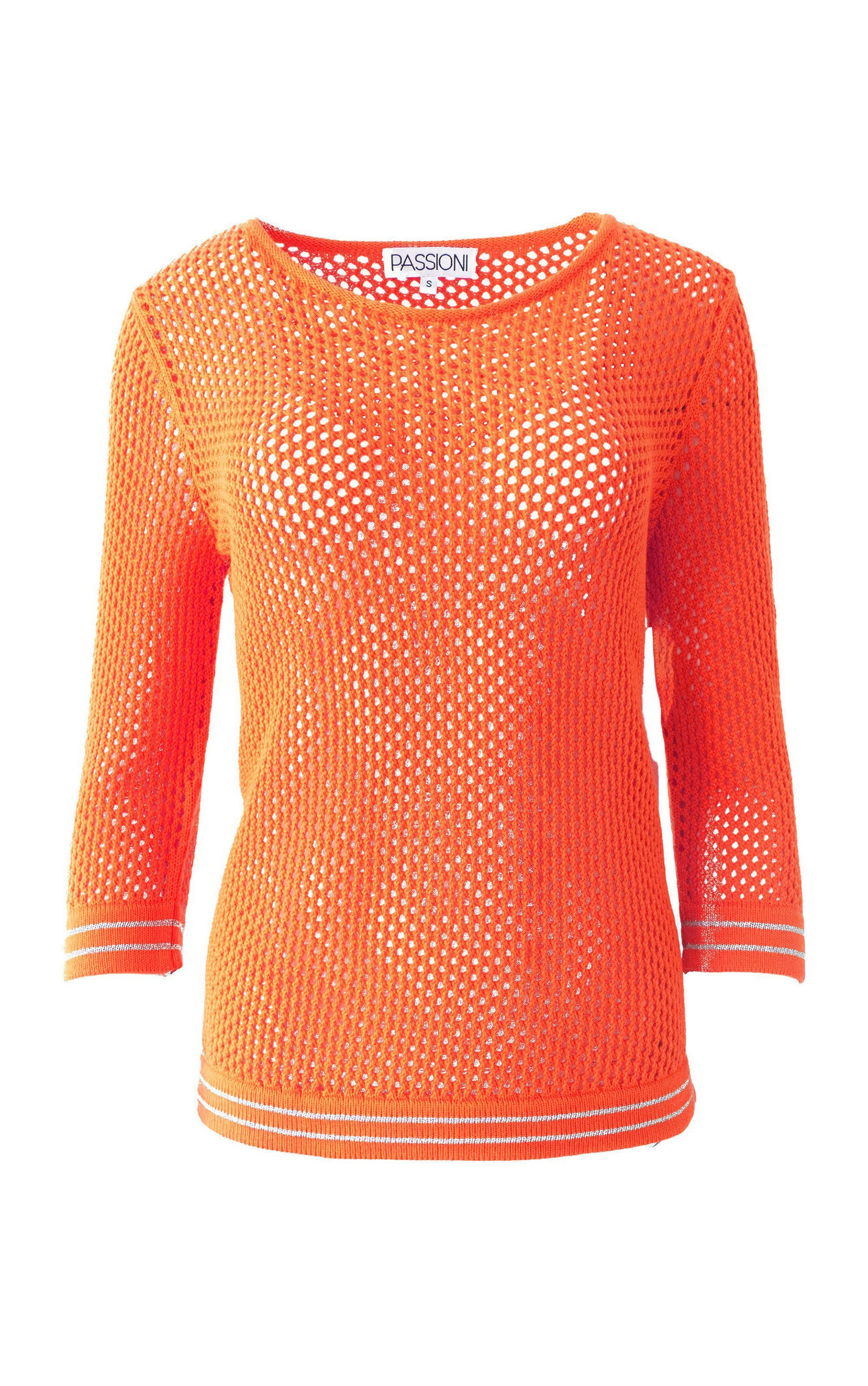 3/4 Arm-Pullover mit Lurexstreifen