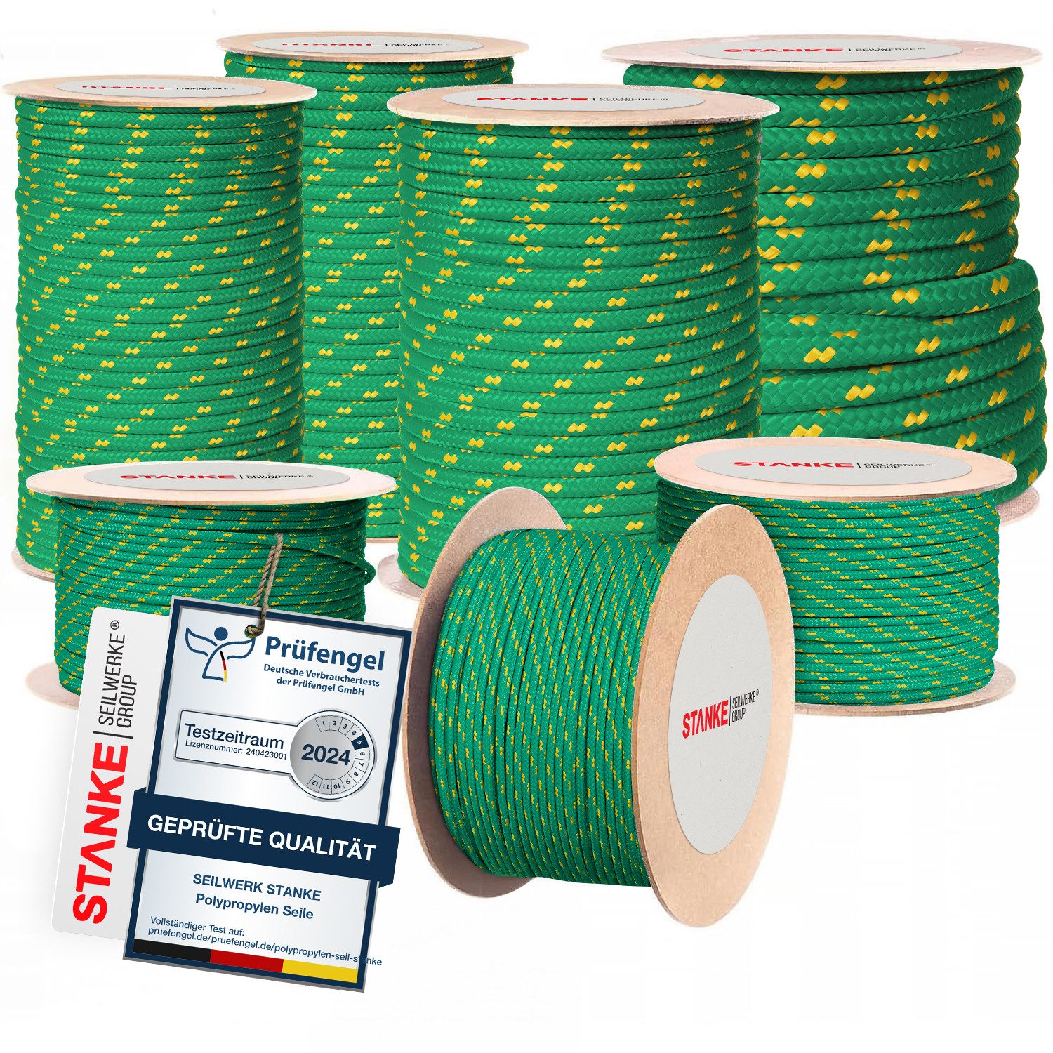 STANKE Seil Polypropylenseil 5 mm - 1 m Grün-Gelb Seil für Garten, Balkon, Dicke Schnur für Transport, Bauwesen, Segelzubehör PP Seil