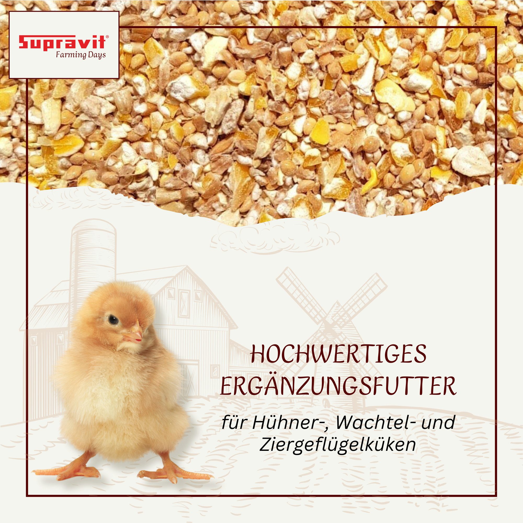 Supravit Kükengrütze Hochwertiges Ergänzungsfutter für Küken von 0–6 Wochen, Ergänzungsfutter für: Nutz-/ Wildtier