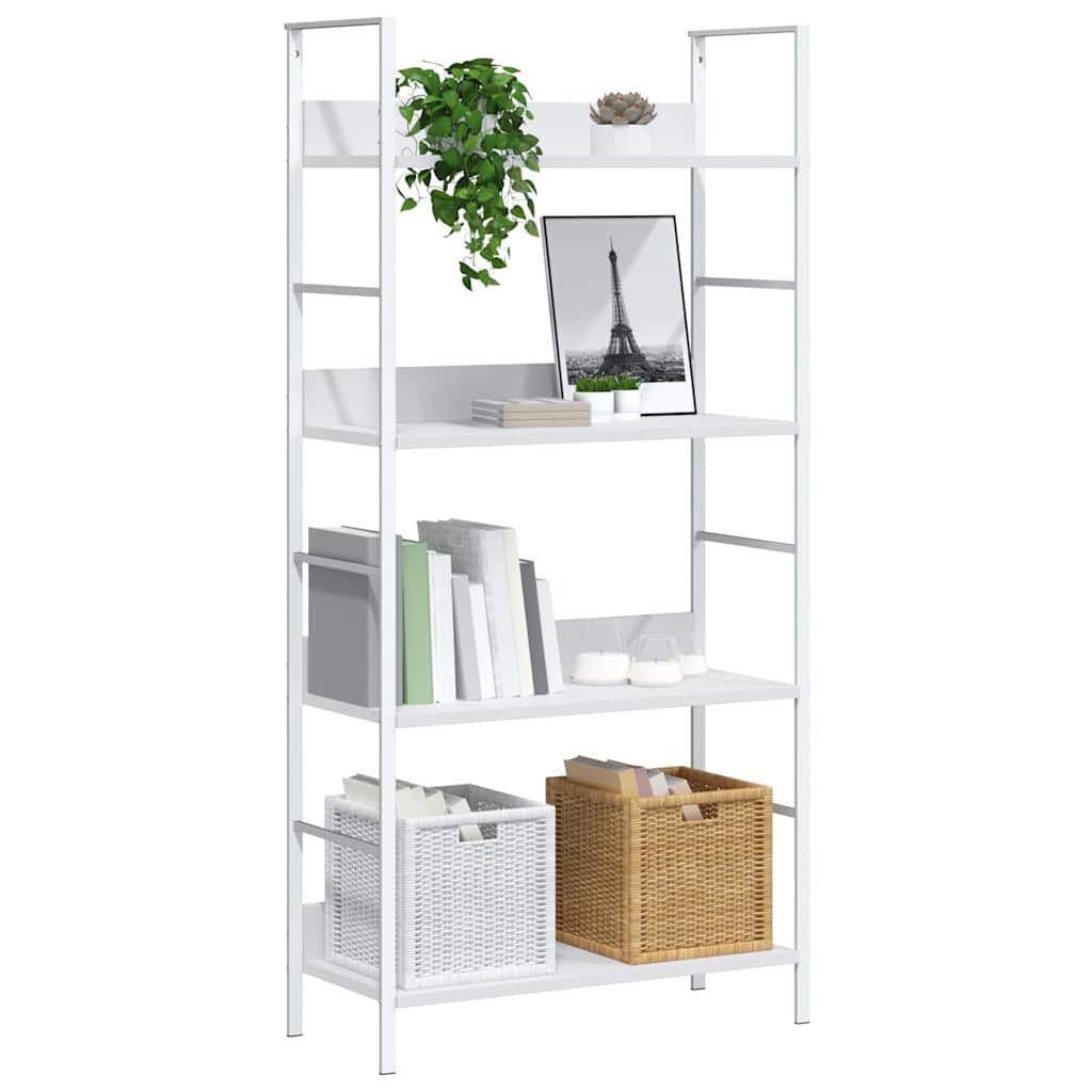 vidaXL Bücherregal Bücherregal 4 Regalböden Weiß 60×27,6×124,5 cm Holzwerkstoff, 1-tlg. – Bild 4 von 5