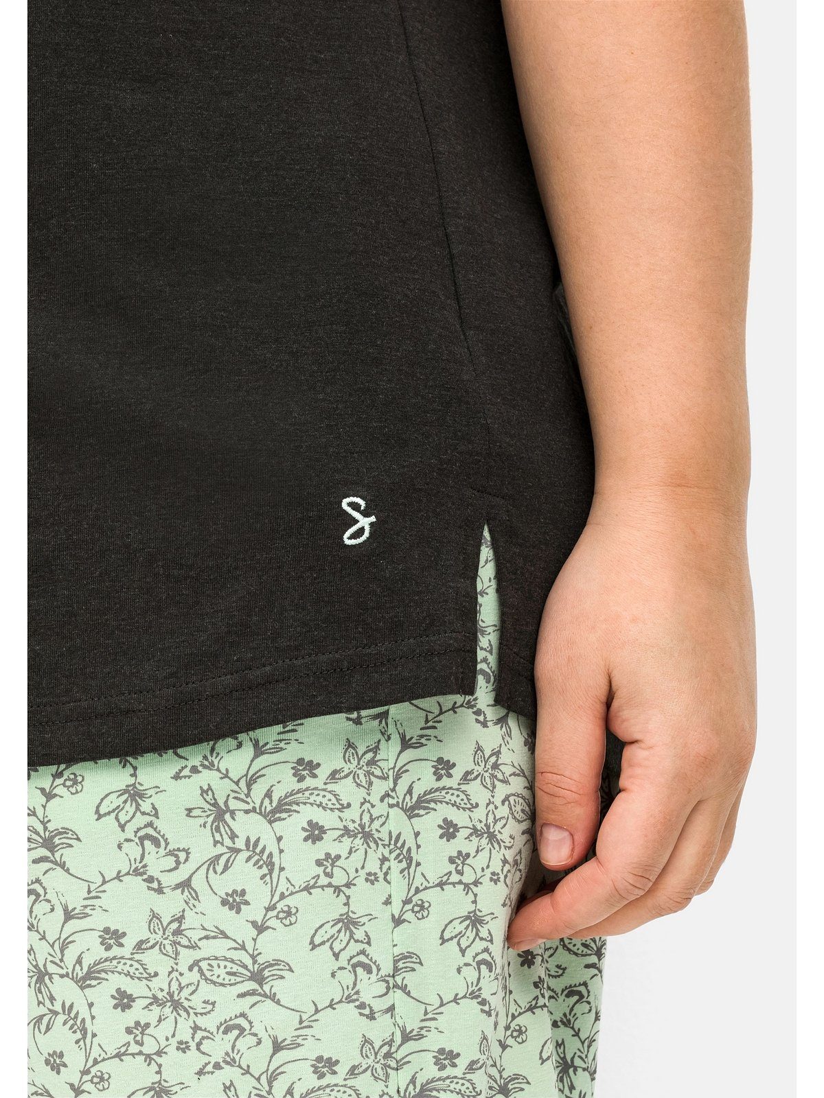 Sheego Pyjama Große Größen und Oversized-Shirt mit 3/4-Hose (Set)