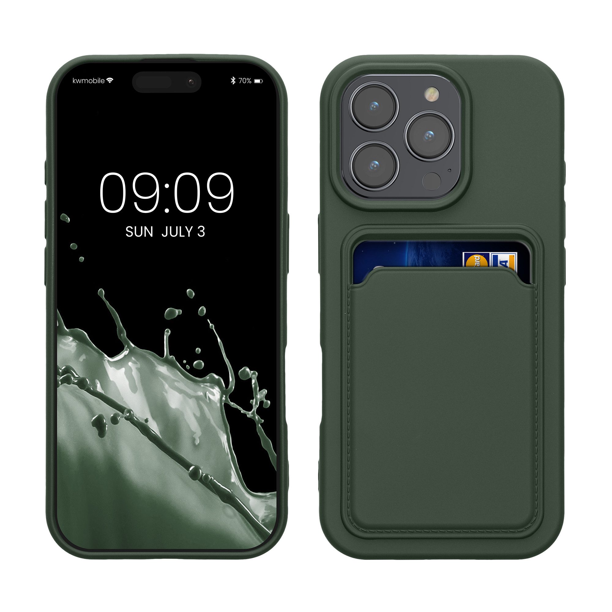kwmobile Handyhülle Hülle für Apple iPhone 16 Pro, Handyhülle mit Fach für Karten - Handy Cover Case