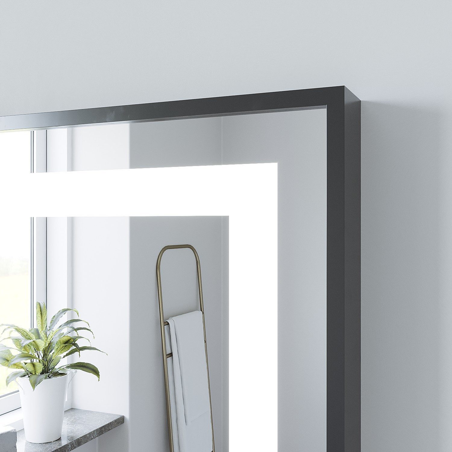 AQUABATOS Badspiegel LED Bad Spiegel mit Beleuchtung Badezimmerspiegel mit Licht (Lichtspiegel 120x60cm 100x70cm Led Spiegel Bad Wandspiegel Silber, Wandspiegel – Bild 5 von 5
