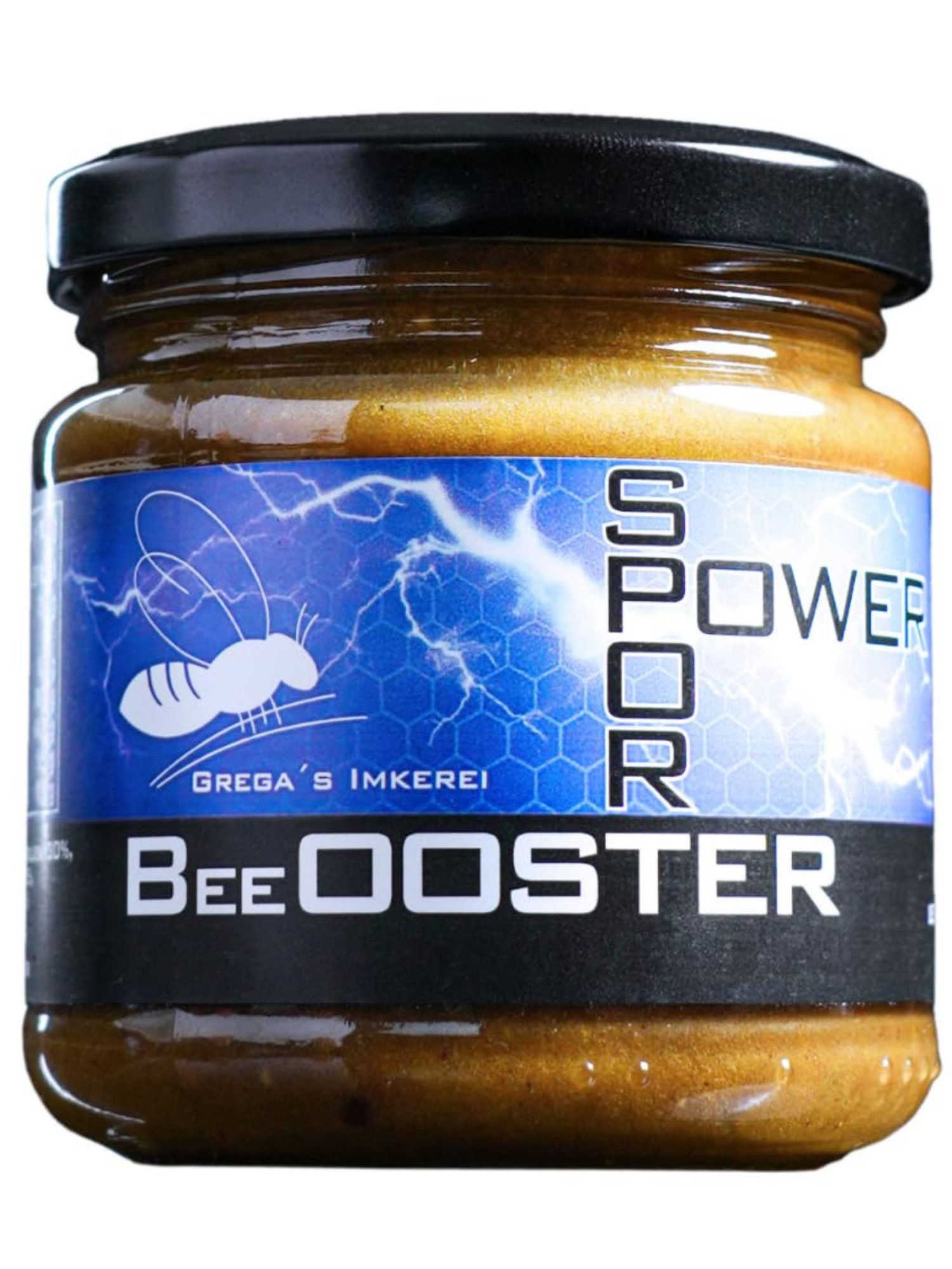 Grega´s Imkerei Honig BeeOOSTER Sport Power, 1 x 250 g, (im Glas die 5-fach Kraft aus Honig, Blütenpollen (30), Gelée Royale (5), Ginseng und Propolis), Handgemacht in NRW, laborgeprüft und ohne künstliche Zusätze.
