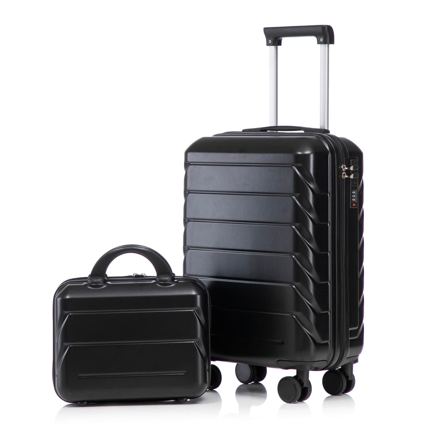 autolock Kofferset 2-teiliges ABS-Spinner-Kofferset mit Zahlenschloss+14" Kosmetiktasche, 2 Trolleyset von 14"/19",Koffer-Set,Reisekofferset